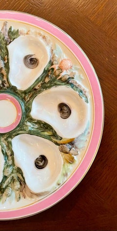Antique American UPW Porcelain Hand-Painted Sea Life Oyster Plate, Circa 1890's.
