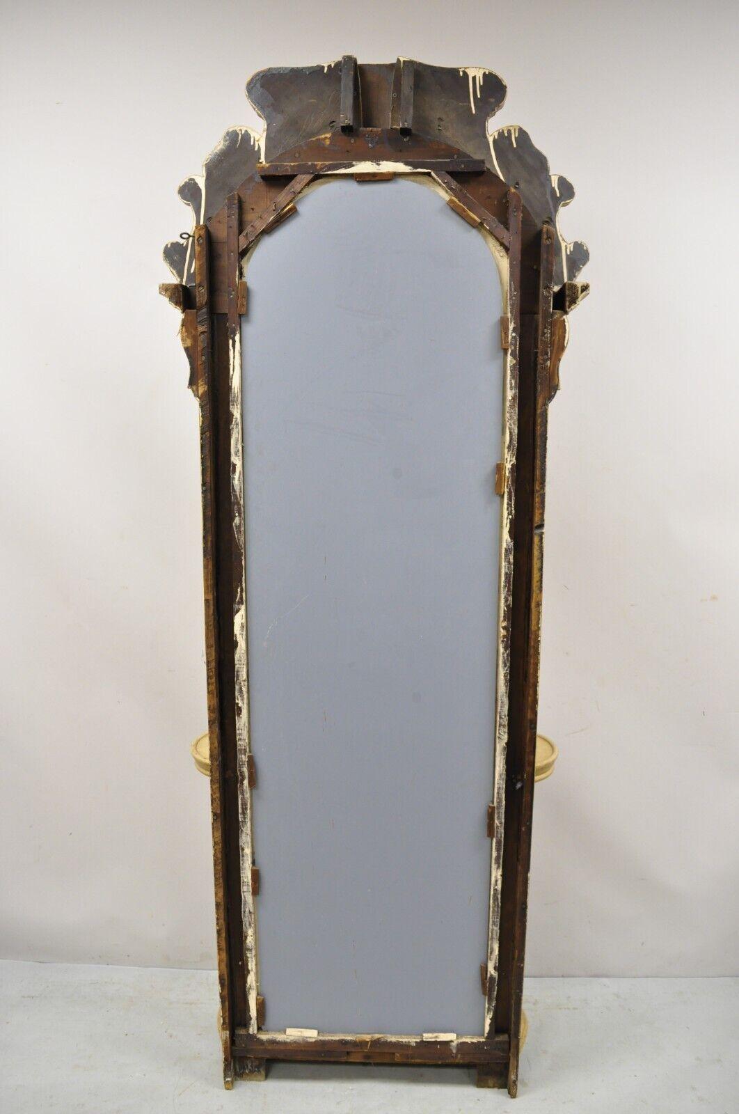 Antique American Victorian Hall Entry Mirror with Pedestal Plant Stands For Sale 3