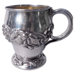 Antique American Victorian Art Nouveau Sterling Silver Baby Cup