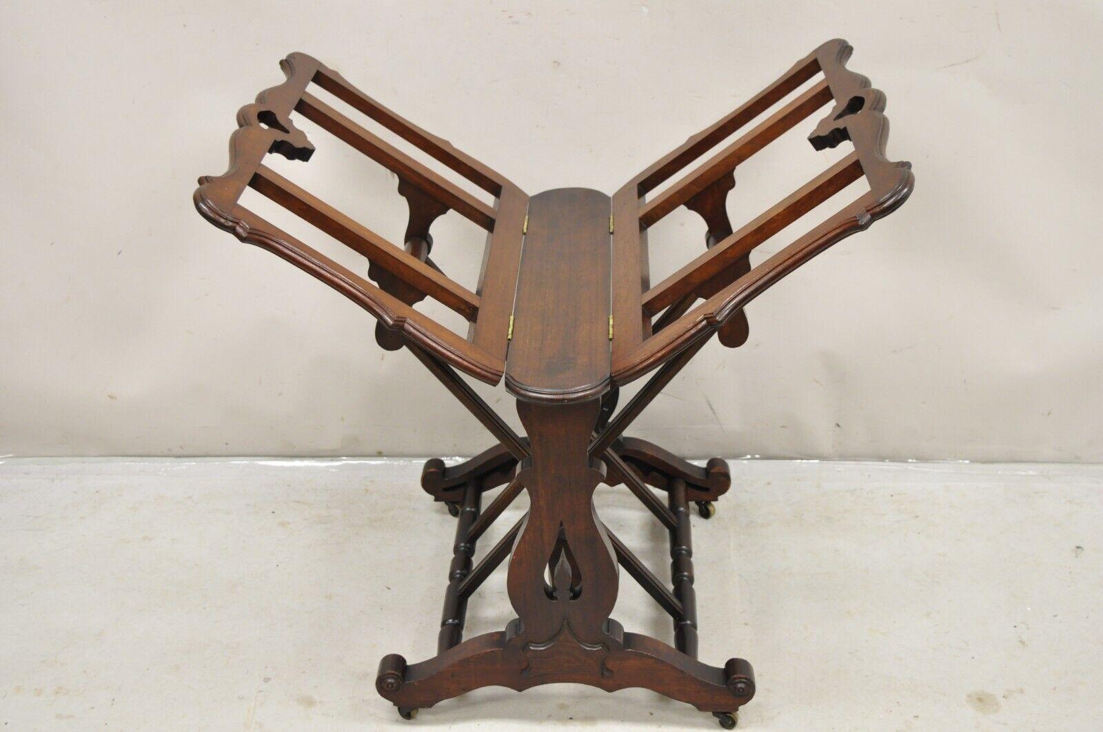 Ancien Stand d'impression Folio américain victorien sculpté en noyer noir réglable en vente 1