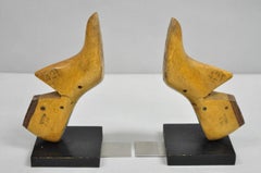 Antique American Victorian Carved Wood Ladies Shoe Last Bookends - a Pair