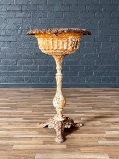 Antique American Victorian Cast Iron Pedestal Garden Urn
