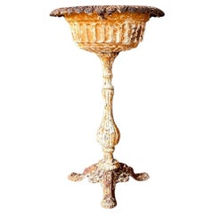 Antique American Victorian Cast Iron Pedestal Garden Urn