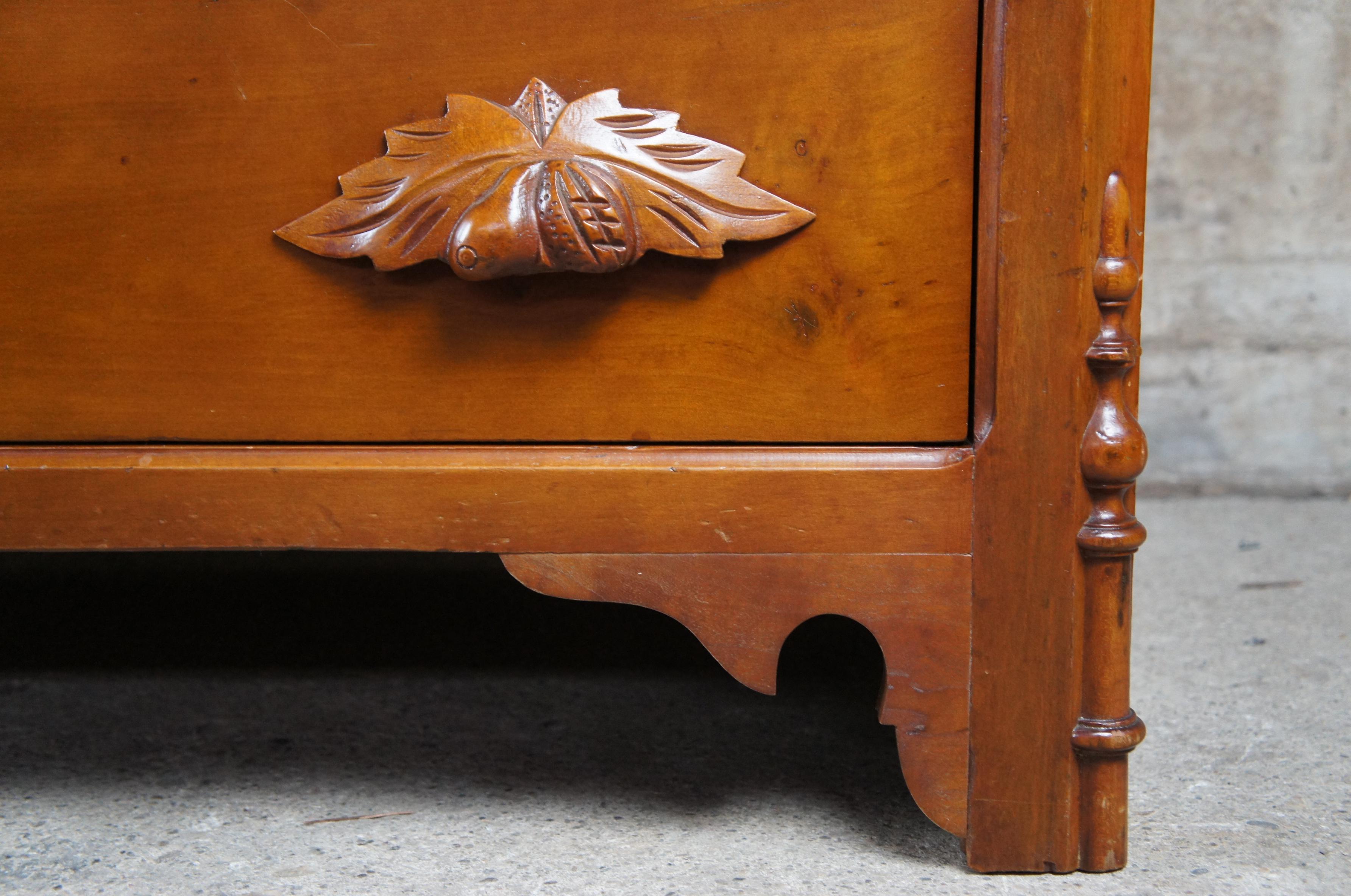 Antique American Victorian Cherry Secretary Desk & Bookcase Hutch Curio Cabinet 3