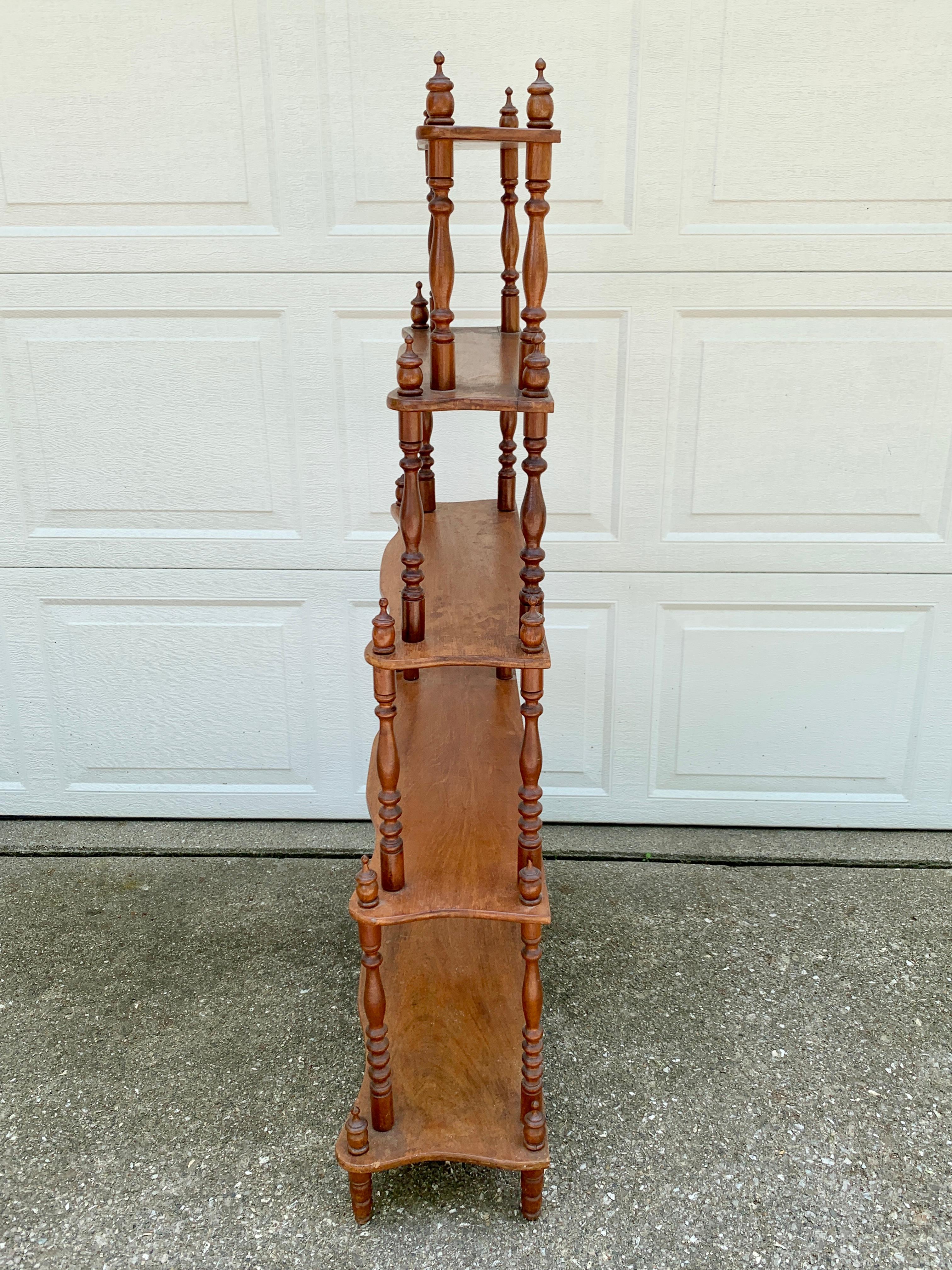 Antique American Victorian Cherry Wood Etagere or Bookshelf For Sale 7