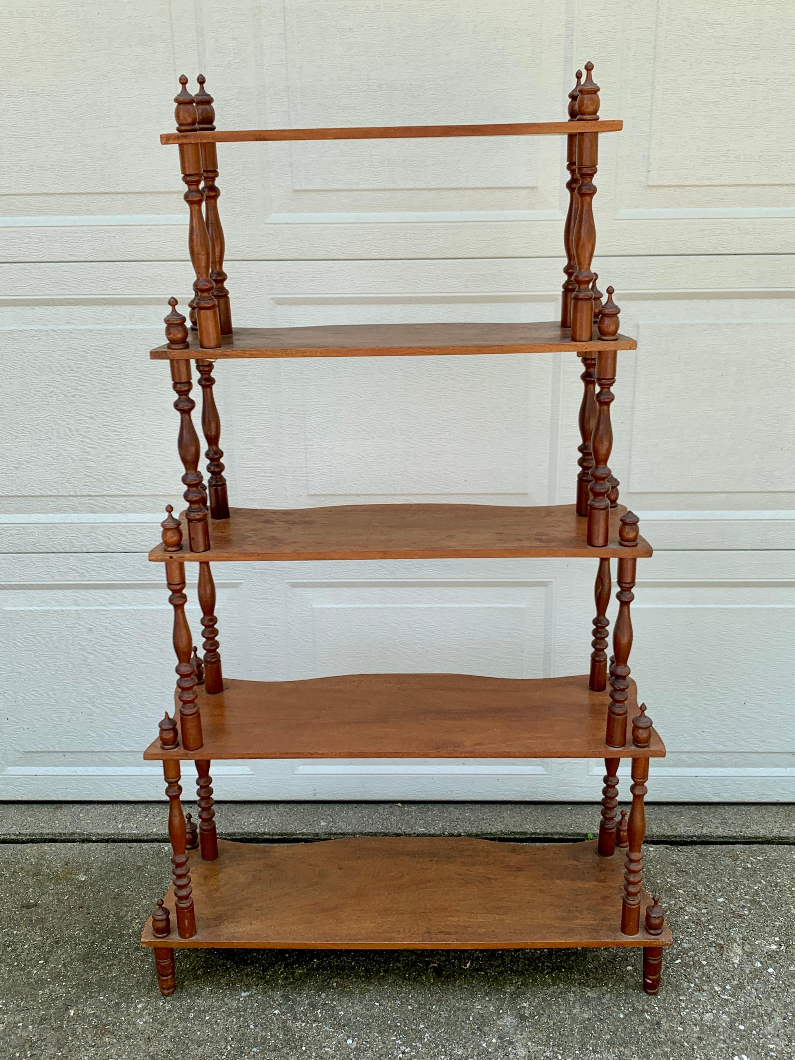 Antique American Victorian Cherry Wood Etagere or Bookshelf For Sale 8