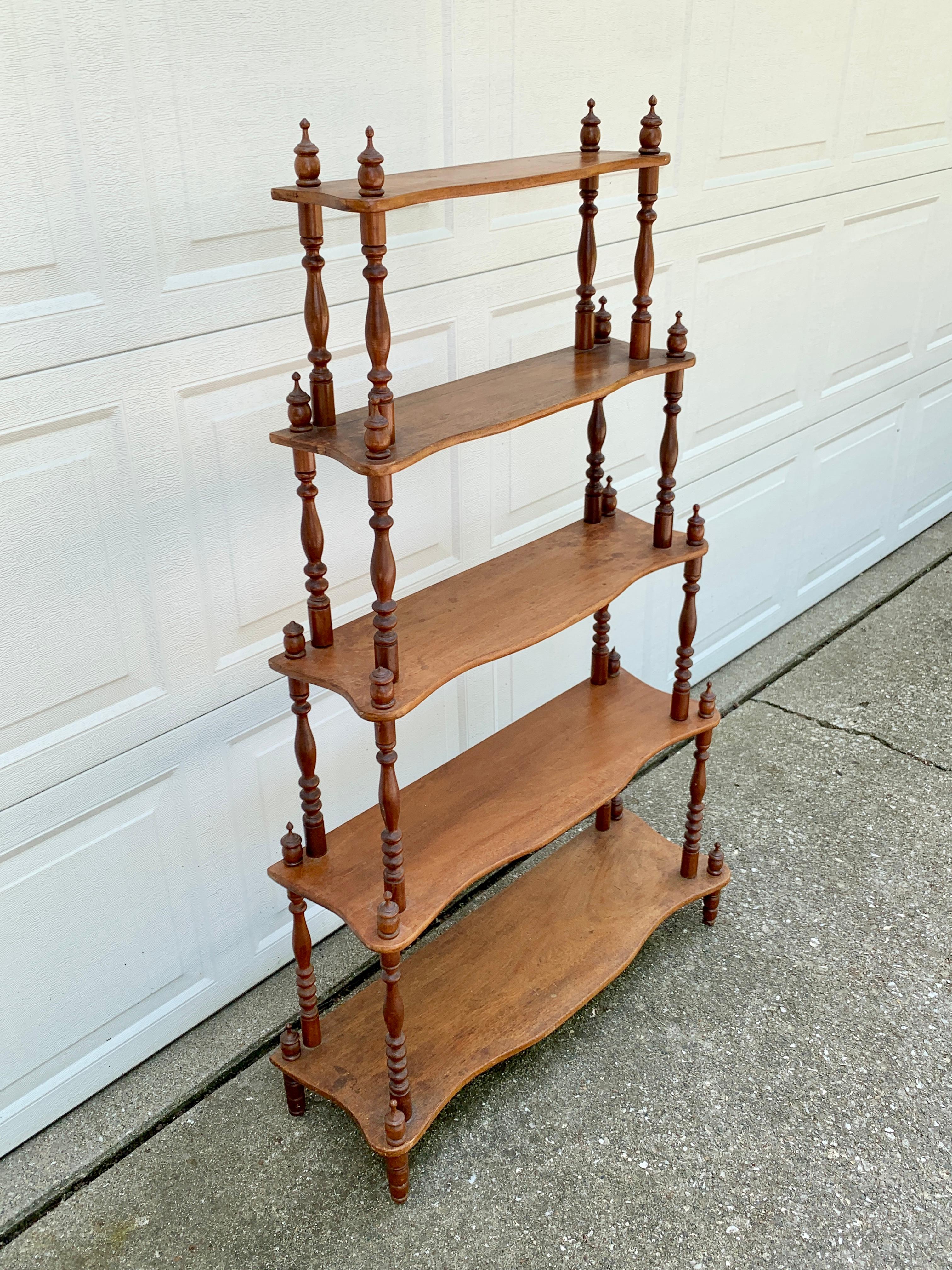 19th Century Antique American Victorian Cherry Wood Etagere or Bookshelf For Sale
