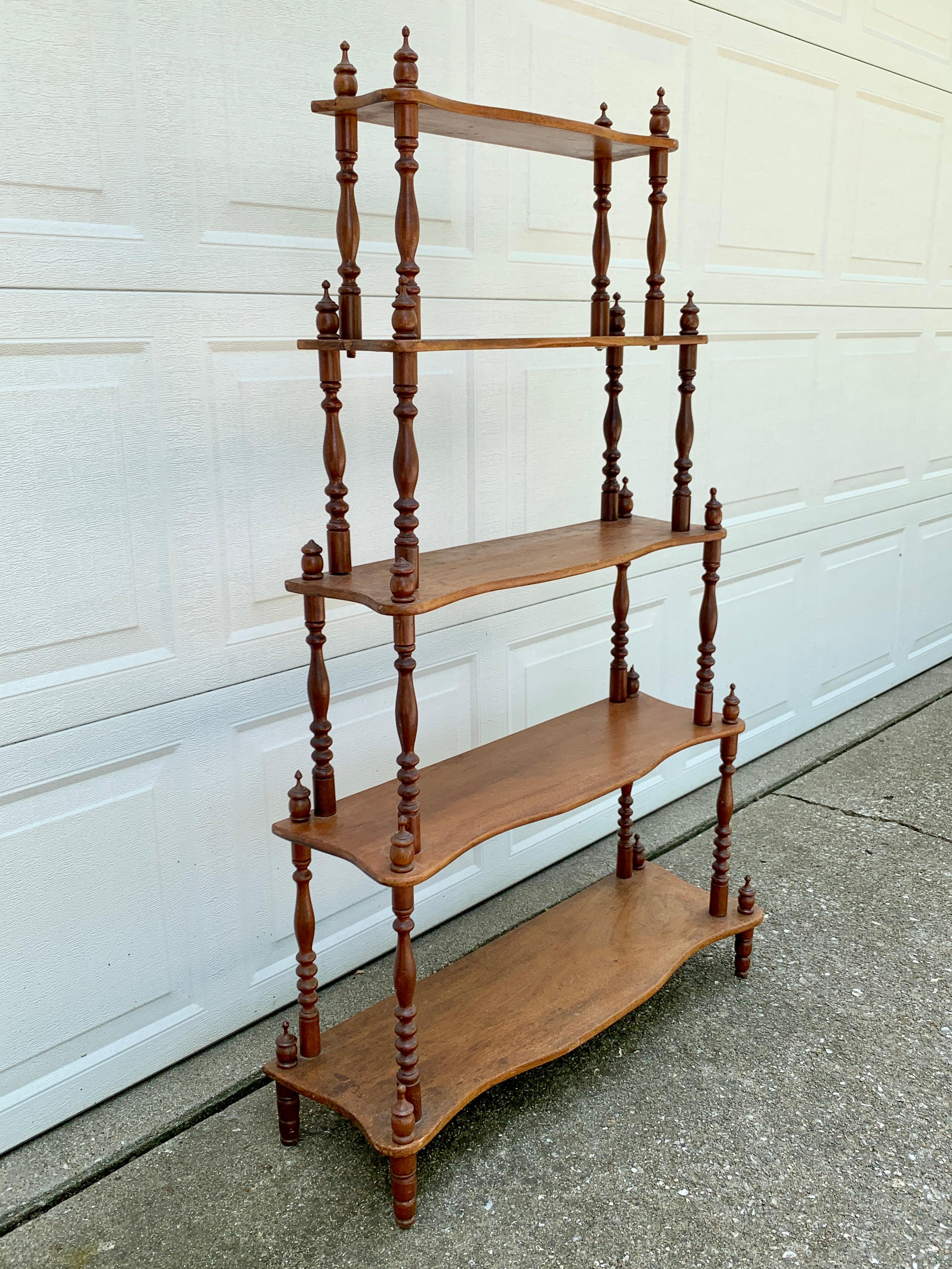 Antique American Victorian Cherry Wood Etagere or Bookshelf For Sale 1