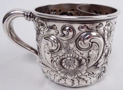 Antique American Victorian Classical Repousse Shaving Mug, 1891