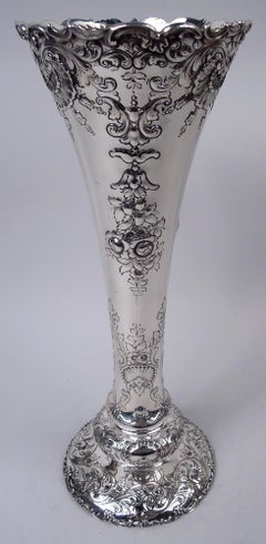 Antique American Victorian Classical Sterling Silver 15-Inch Vase