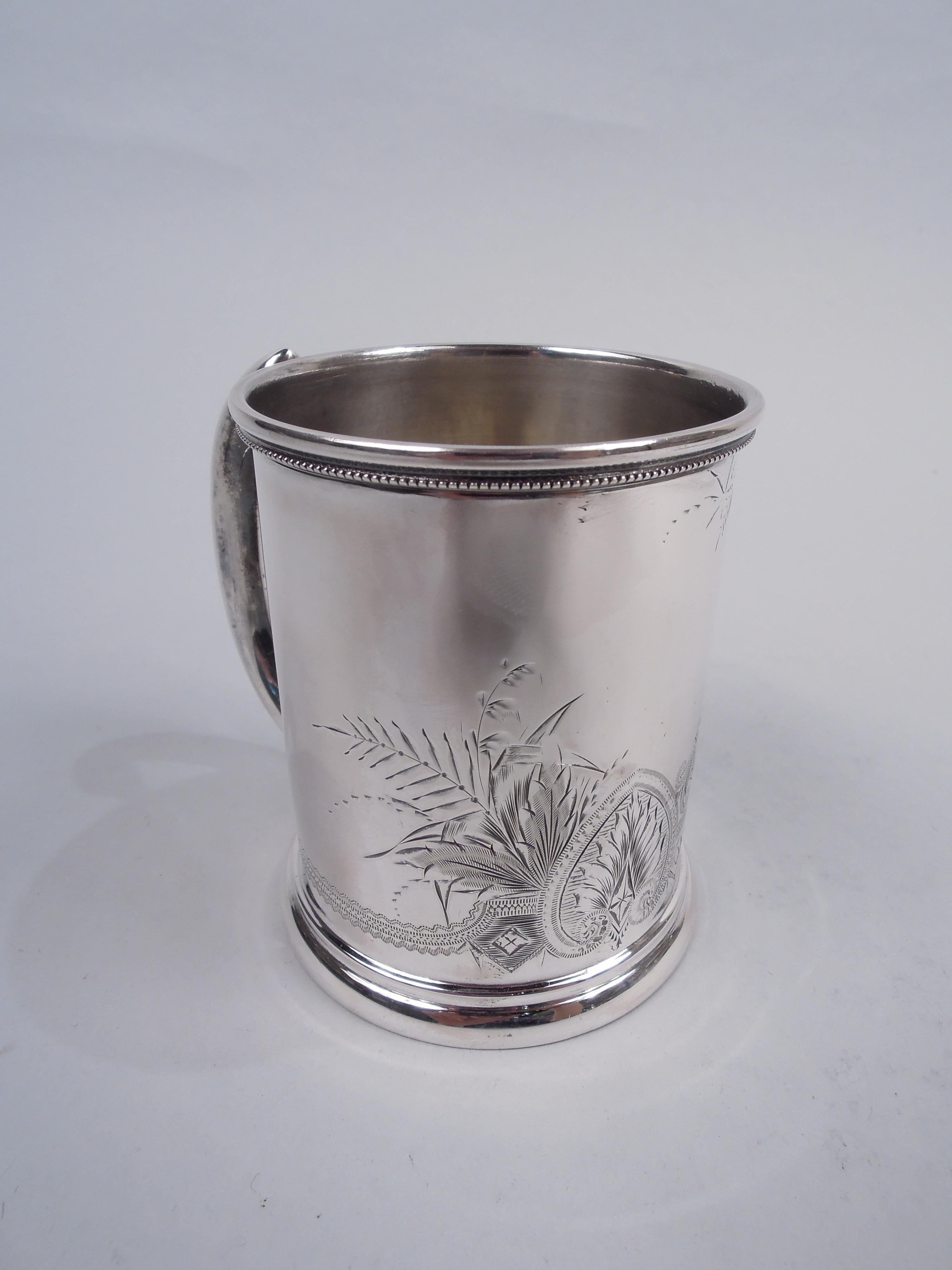 Engraved Antique American Victorian Classical Sterling Silver Baby Cup