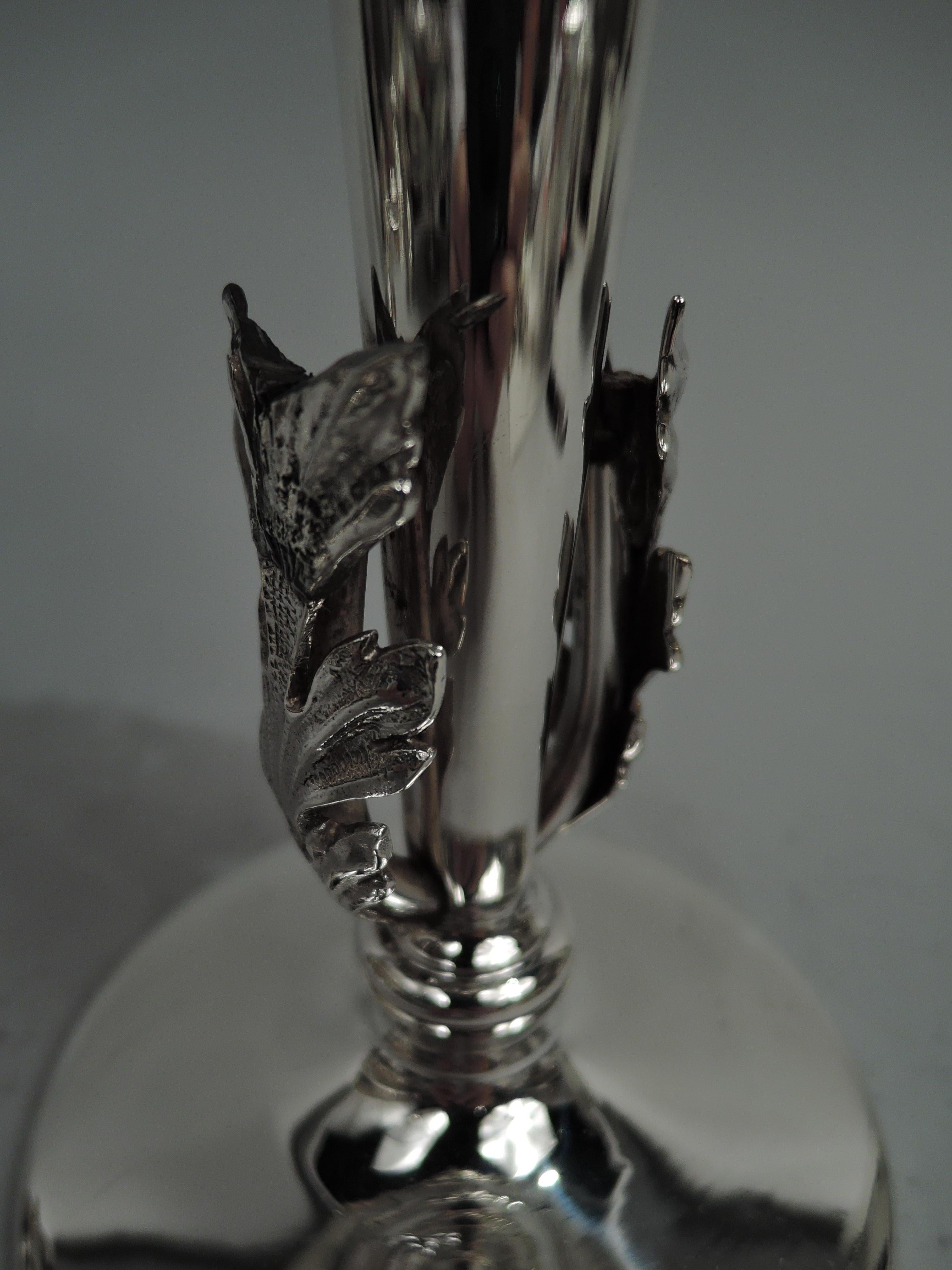 19th Century Antique American Victorian Classical Sterling Silver Grapevine Vase For Sale