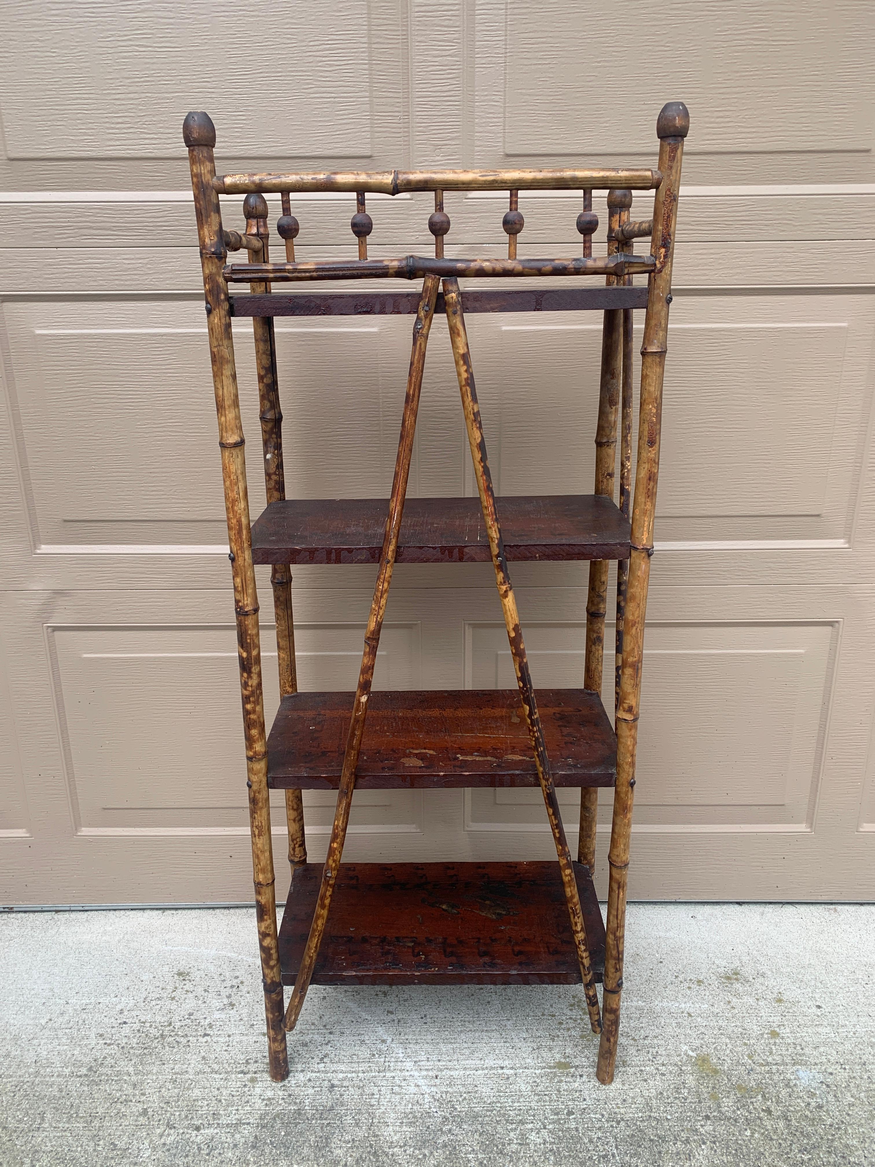 Antique American Victorian Faux Bamboo Etagere or Bookshelf For Sale 6