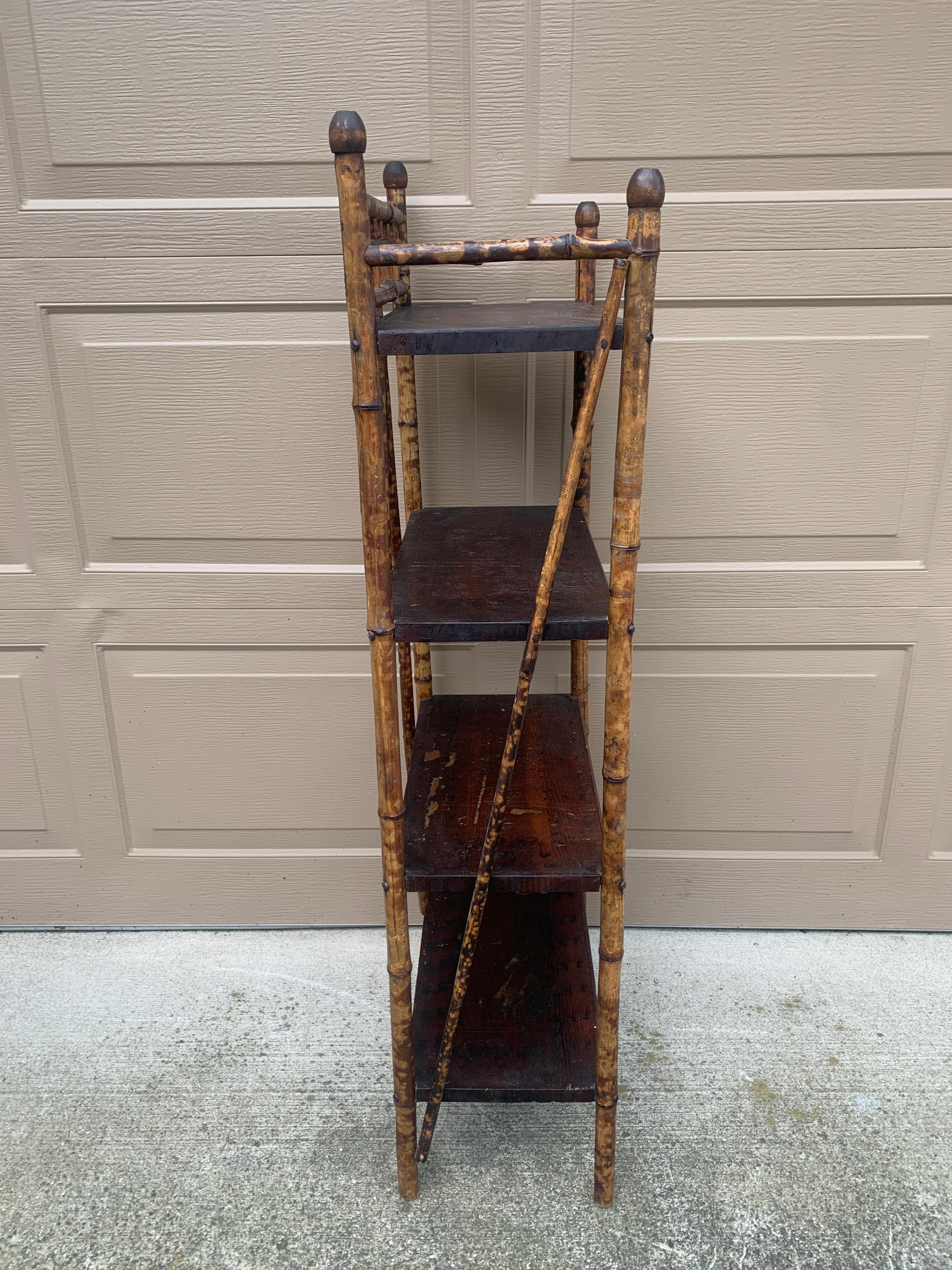 Antique American Victorian Faux Bamboo Etagere or Bookshelf For Sale 7