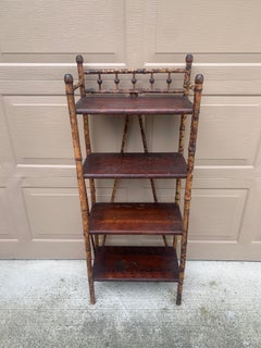Antique American Victorian Faux Bamboo Etagere or Bookshelf