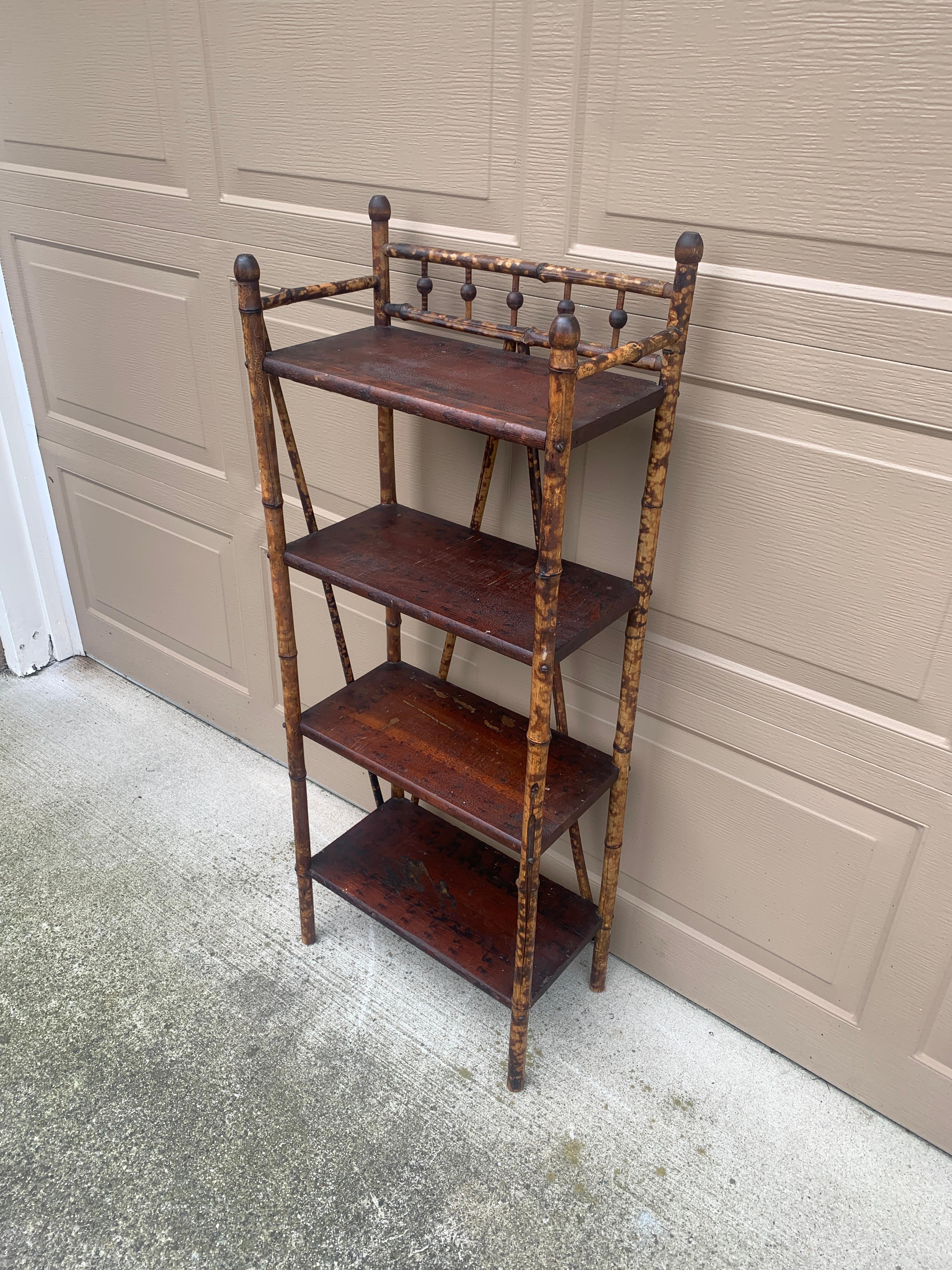 Early 20th Century Antique American Victorian Faux Bamboo Etagere or Bookshelf For Sale