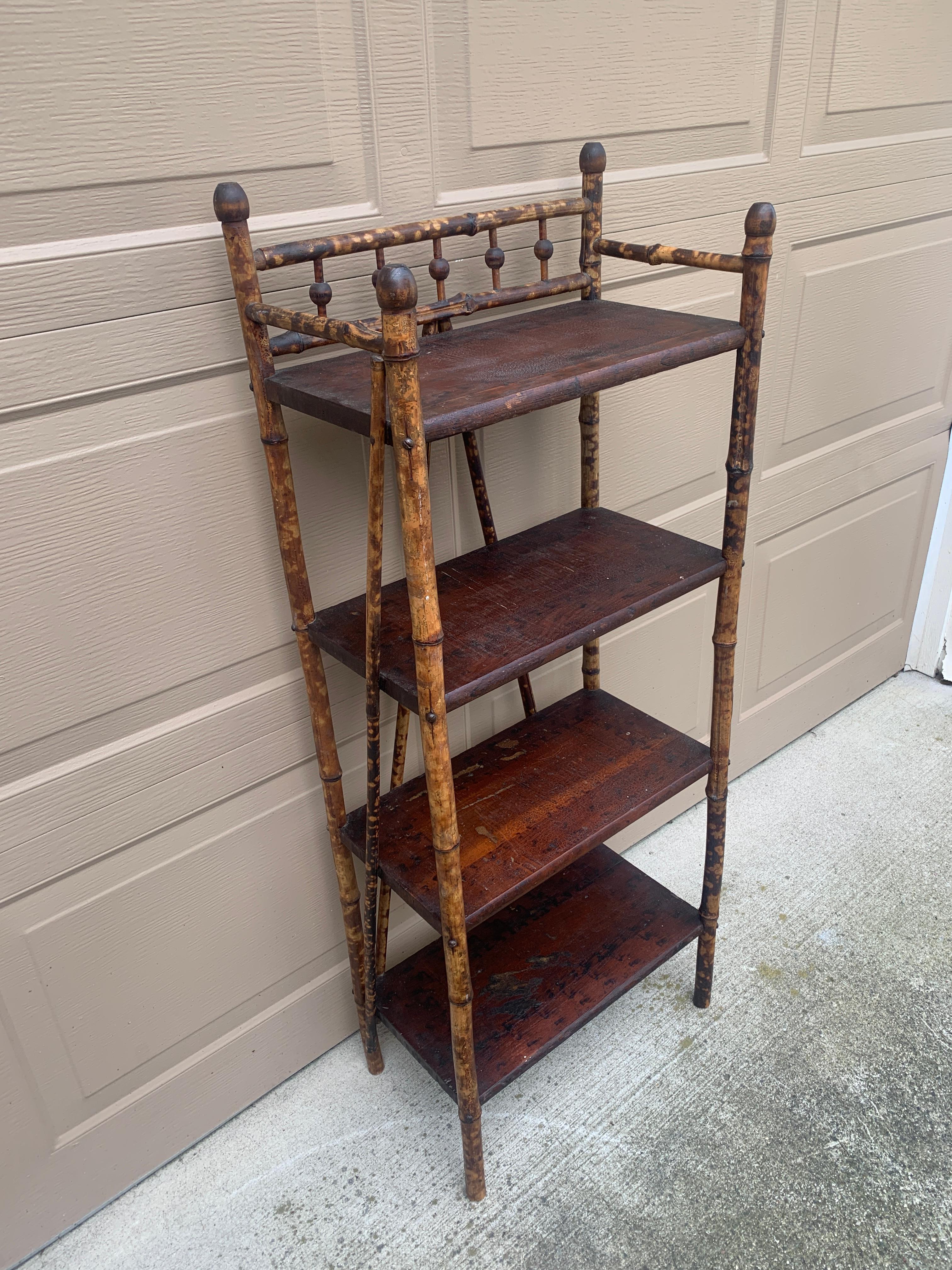 Antique American Victorian Faux Bamboo Etagere or Bookshelf For Sale 1