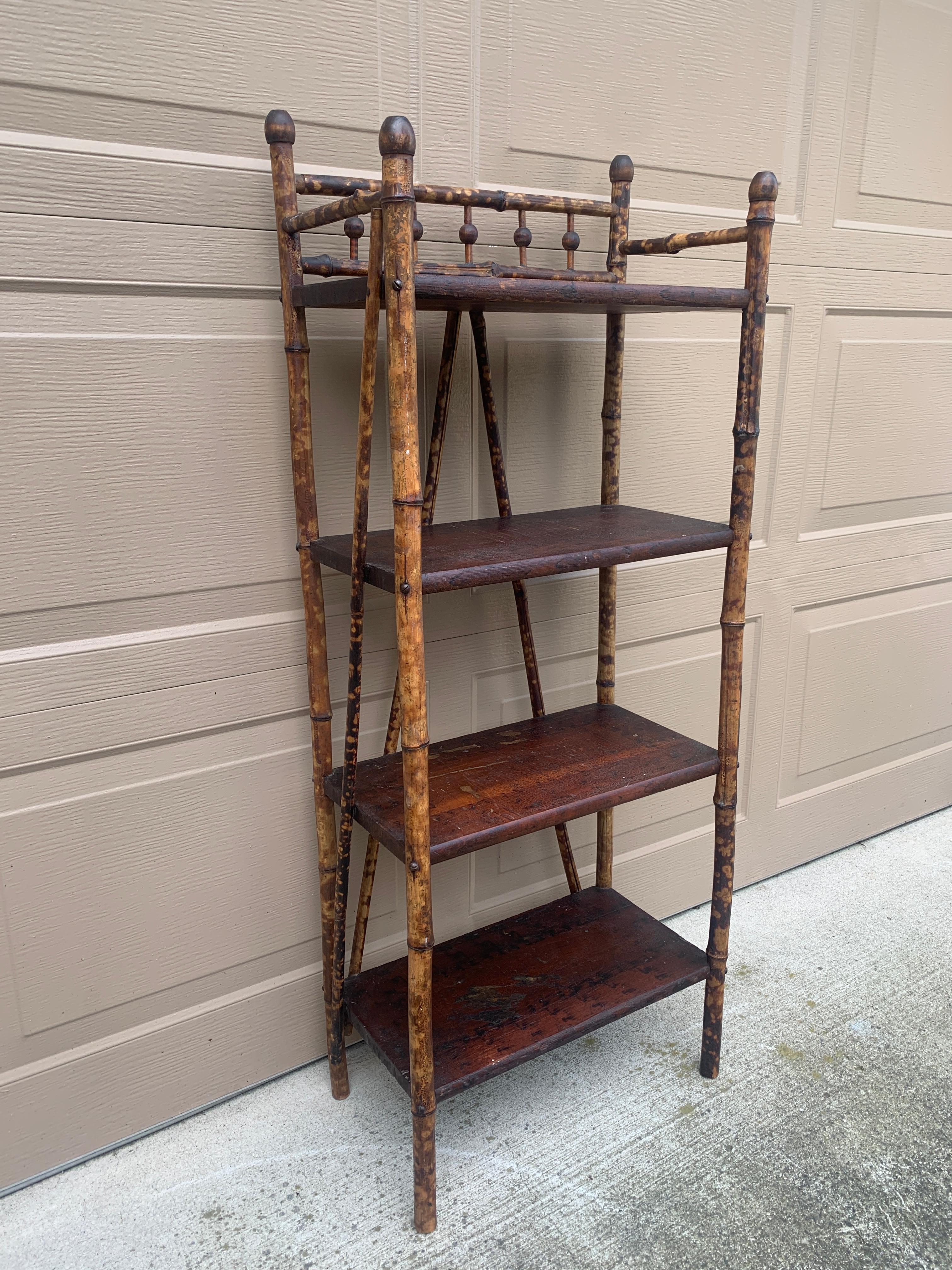 Antique American Victorian Faux Bamboo Etagere or Bookshelf For Sale 2