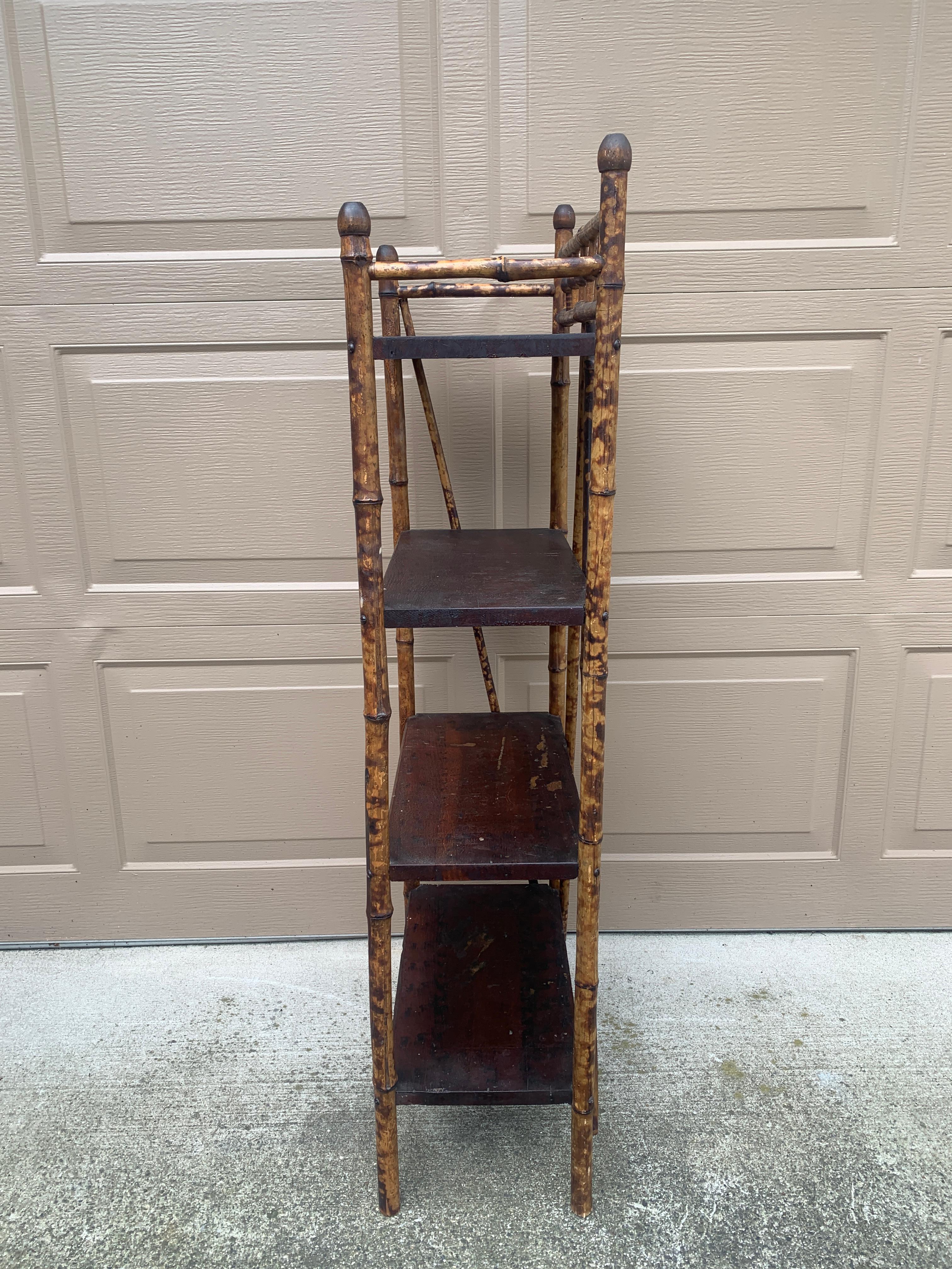 Antique American Victorian Faux Bamboo Etagere or Bookshelf For Sale 5