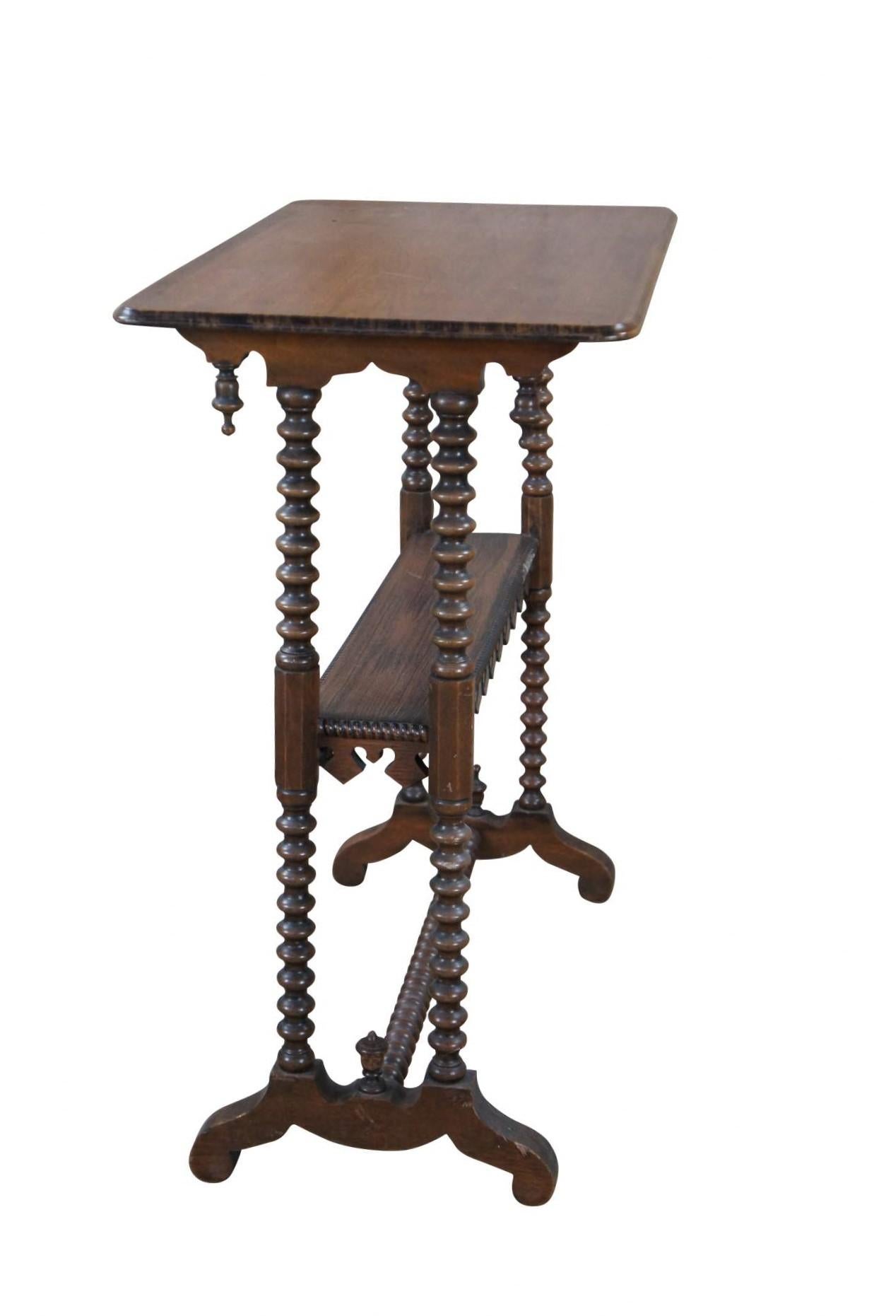 Antique American Victorian Gothic Style Carved Walnut Parlor Side Table 27