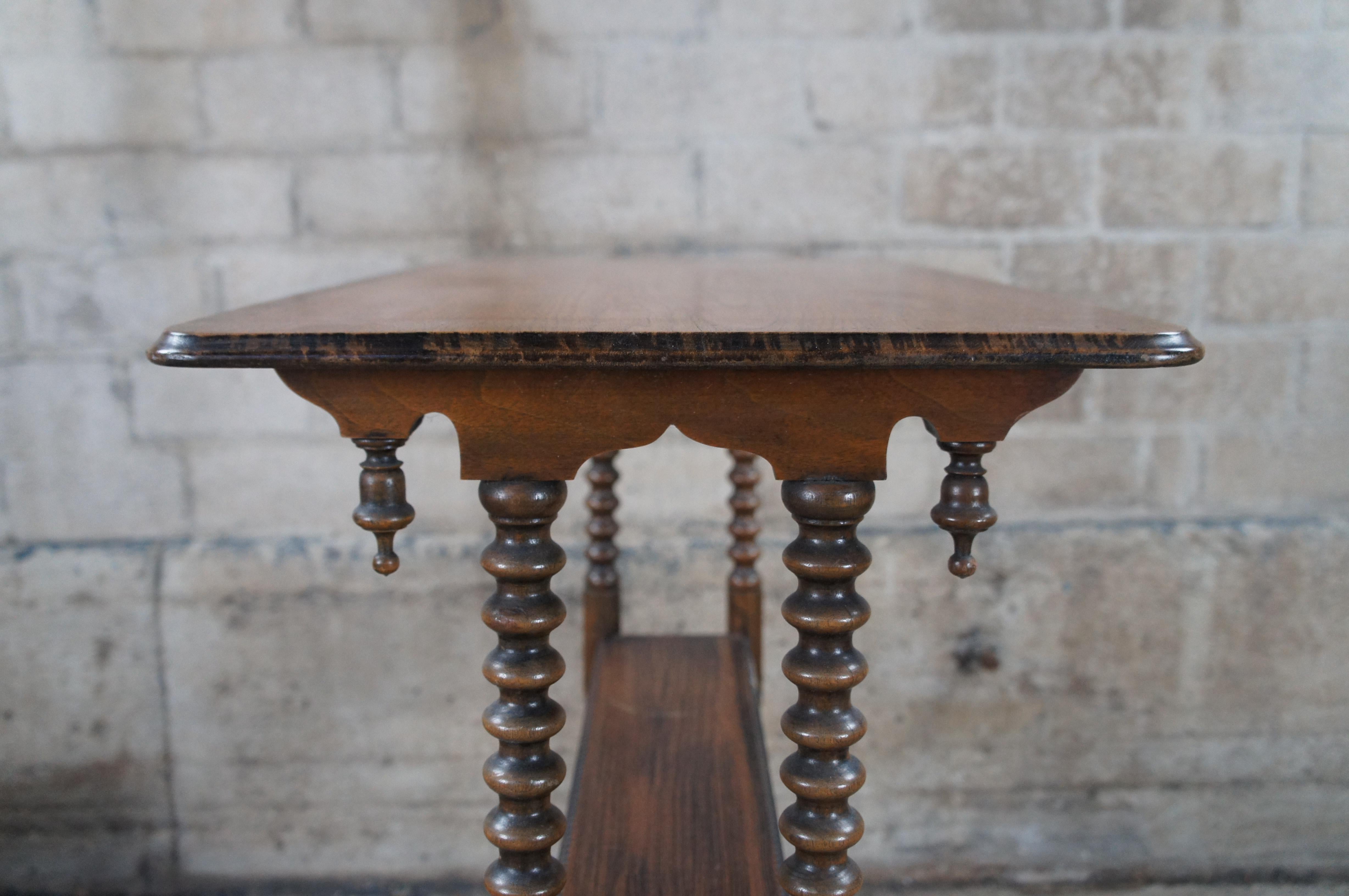Antique American Victorian Gothic Style Carved Walnut Parlor Side Table 27