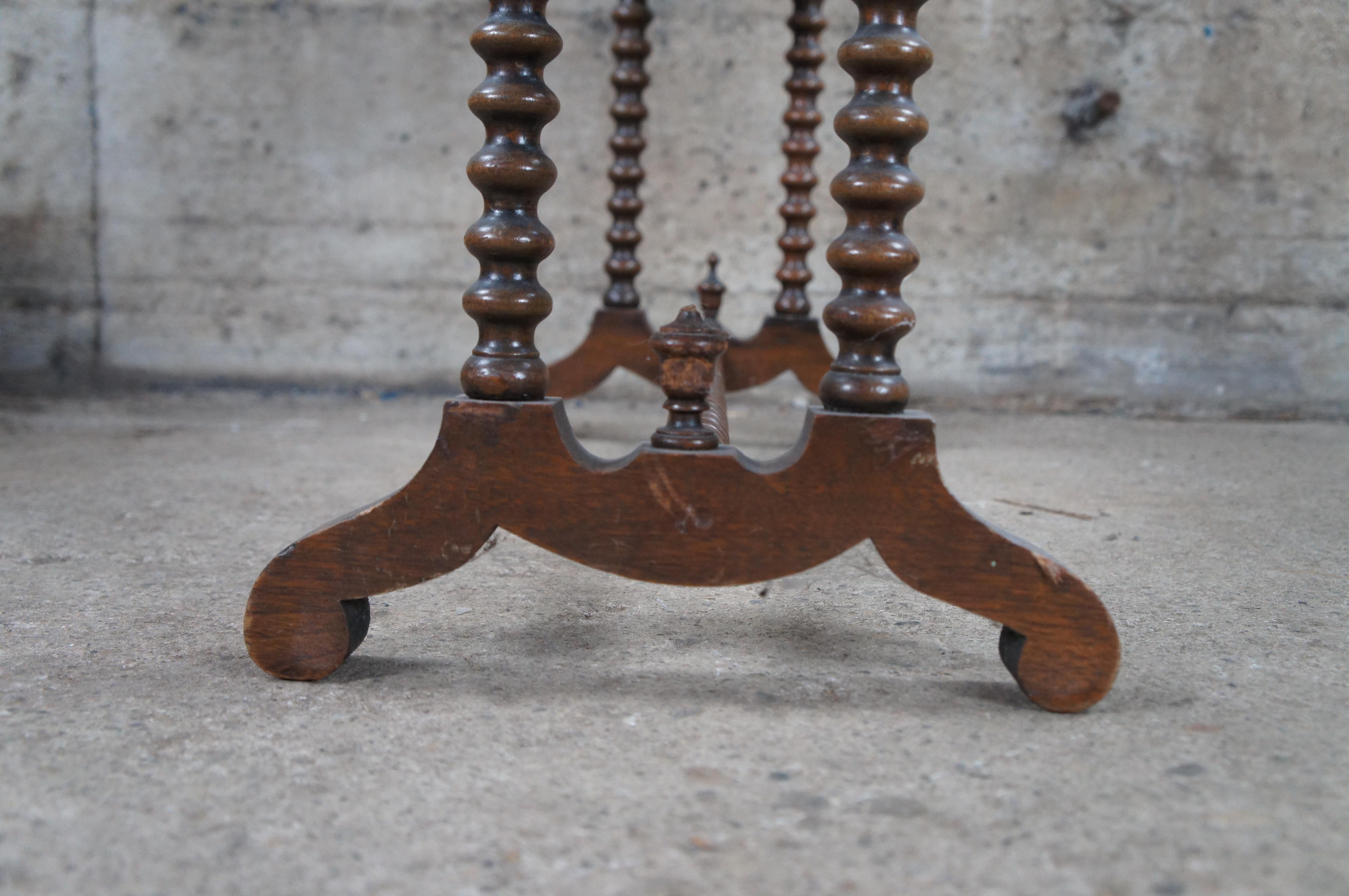 Antique American Victorian Gothic Style Carved Walnut Parlor Side Table 27