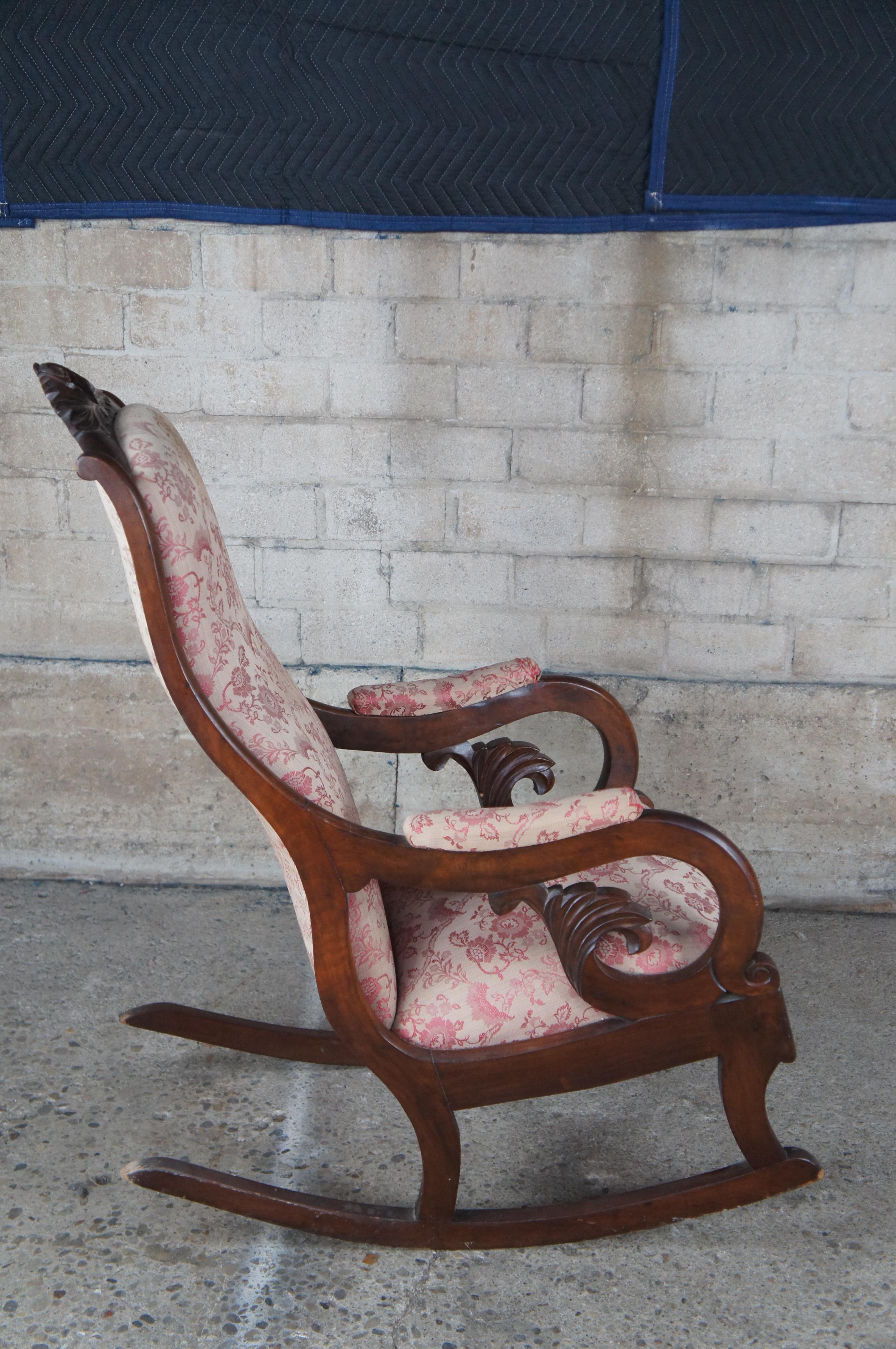 Mid-19th Century Antique American Victorian Late Classical Regency Mahogany Rocking Chair Rocker