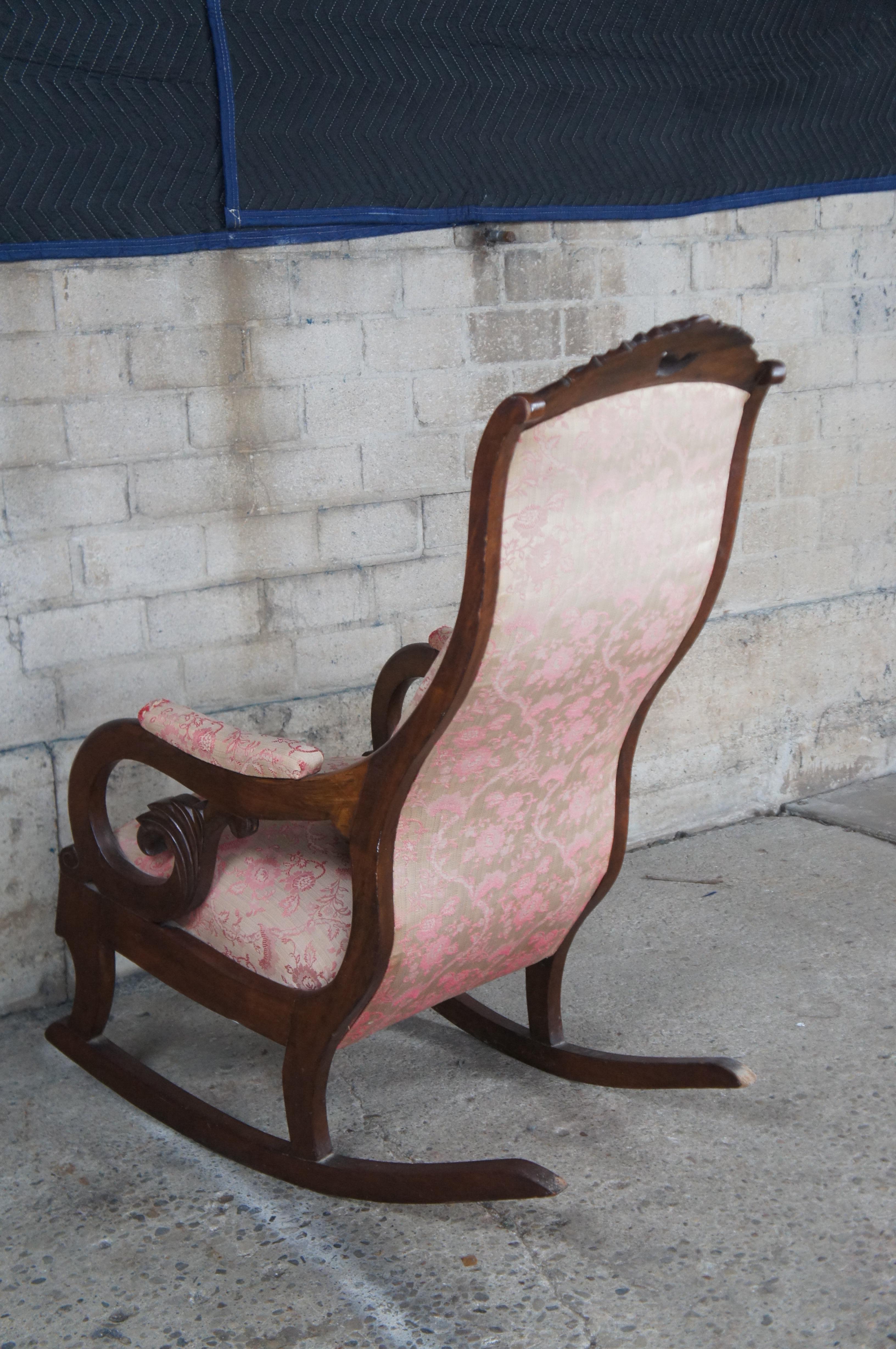 Antique American Victorian Late Classical Regency Mahogany Rocking Chair Rocker 2