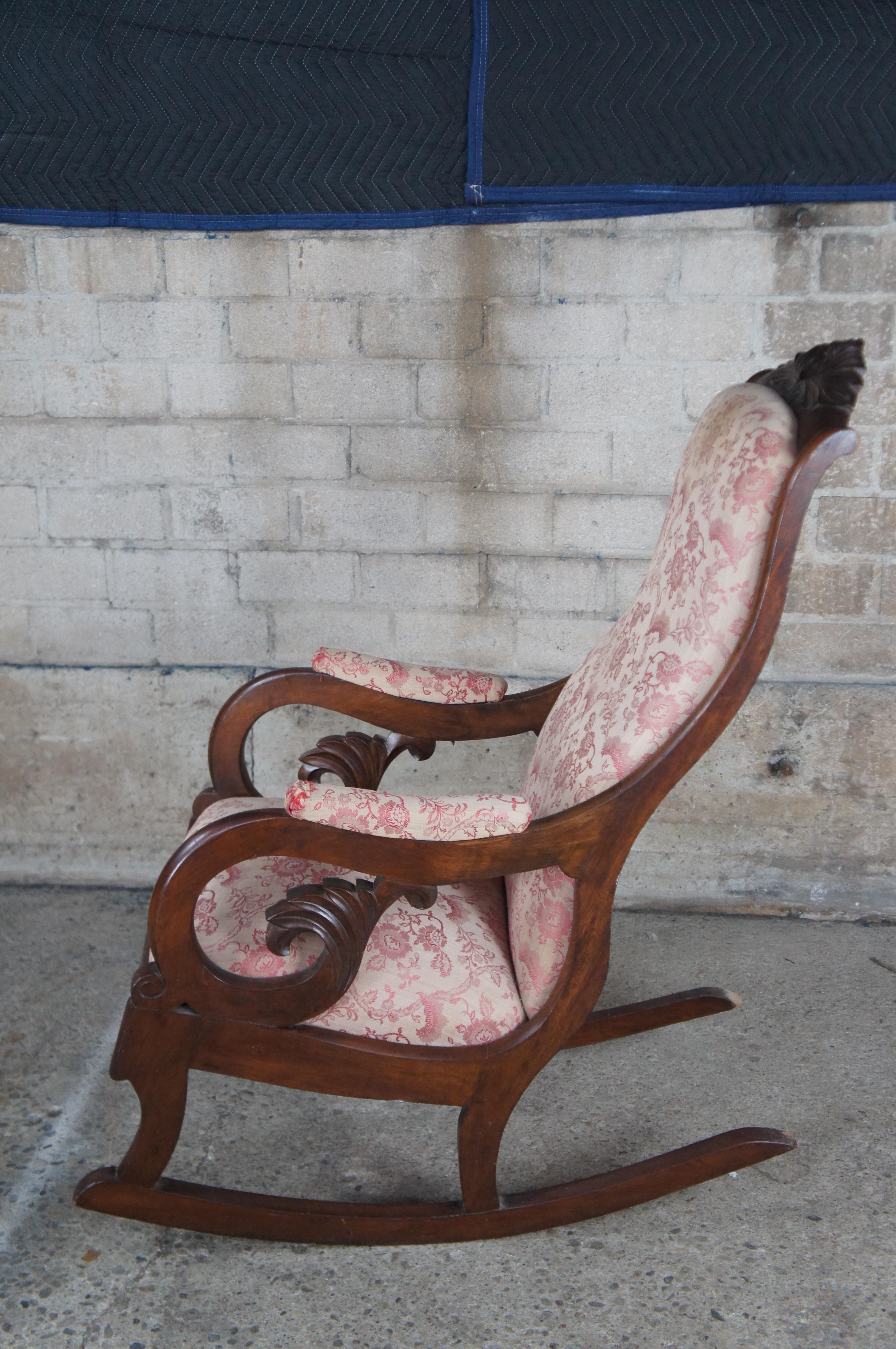 Antique American Victorian Late Classical Regency Mahogany Rocking Chair Rocker 3
