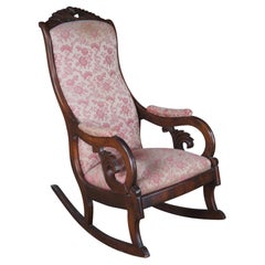 Antique American Victorian Late Classical Regency Mahogany Rocking Chair Rocker