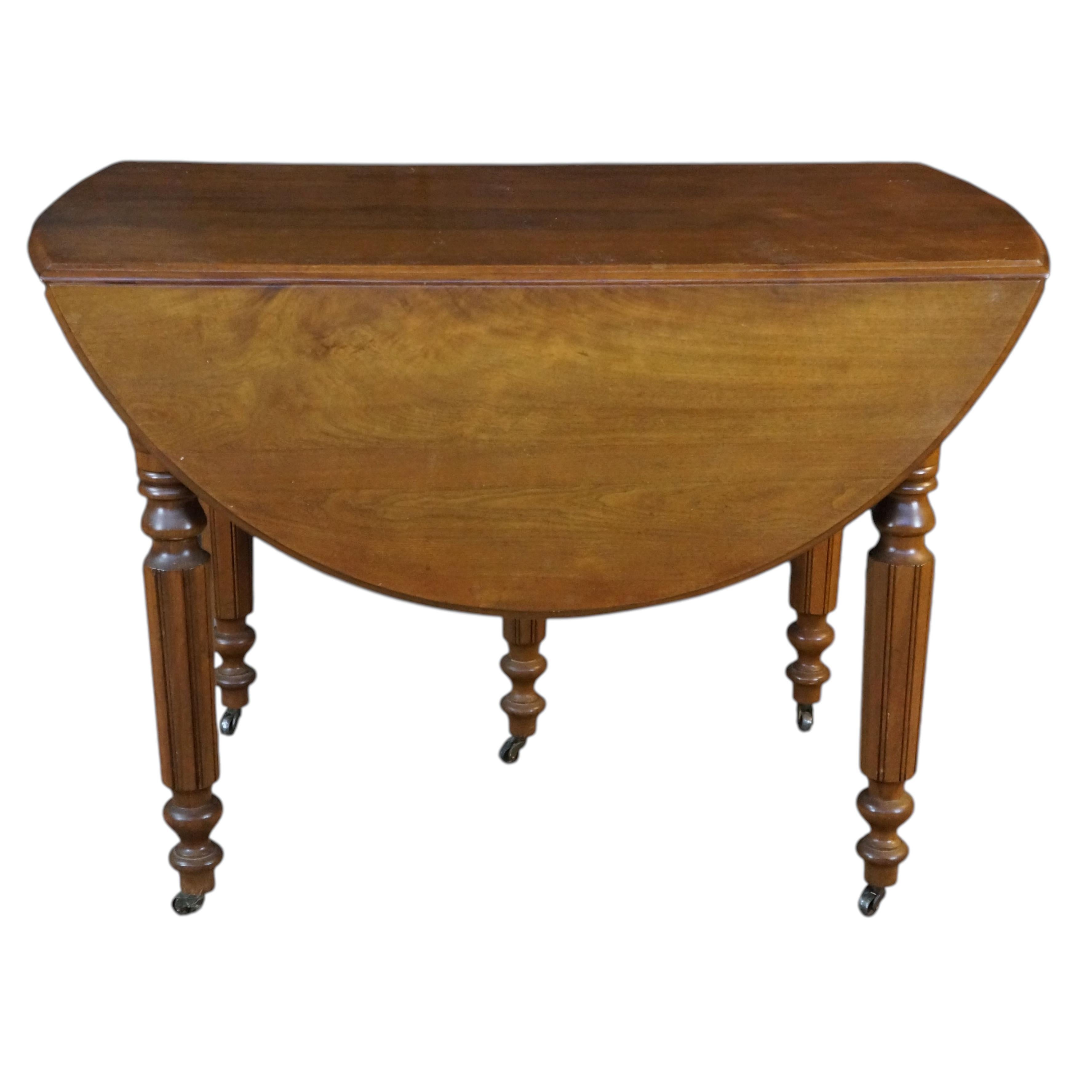Antique American Victorian Mahogany Drop Leaf Dining Table Expandable Console