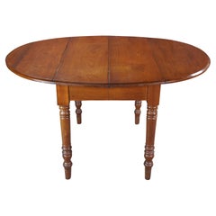 Antique American Victorian Mahogany Oval Drop Leaf Farmhouse Dining Table 65"