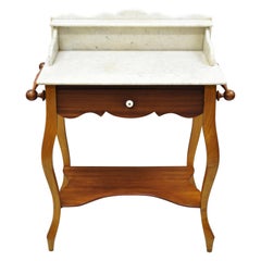 Vintage American Victorian Mahogany Washstand Commode Marble Top Vanity