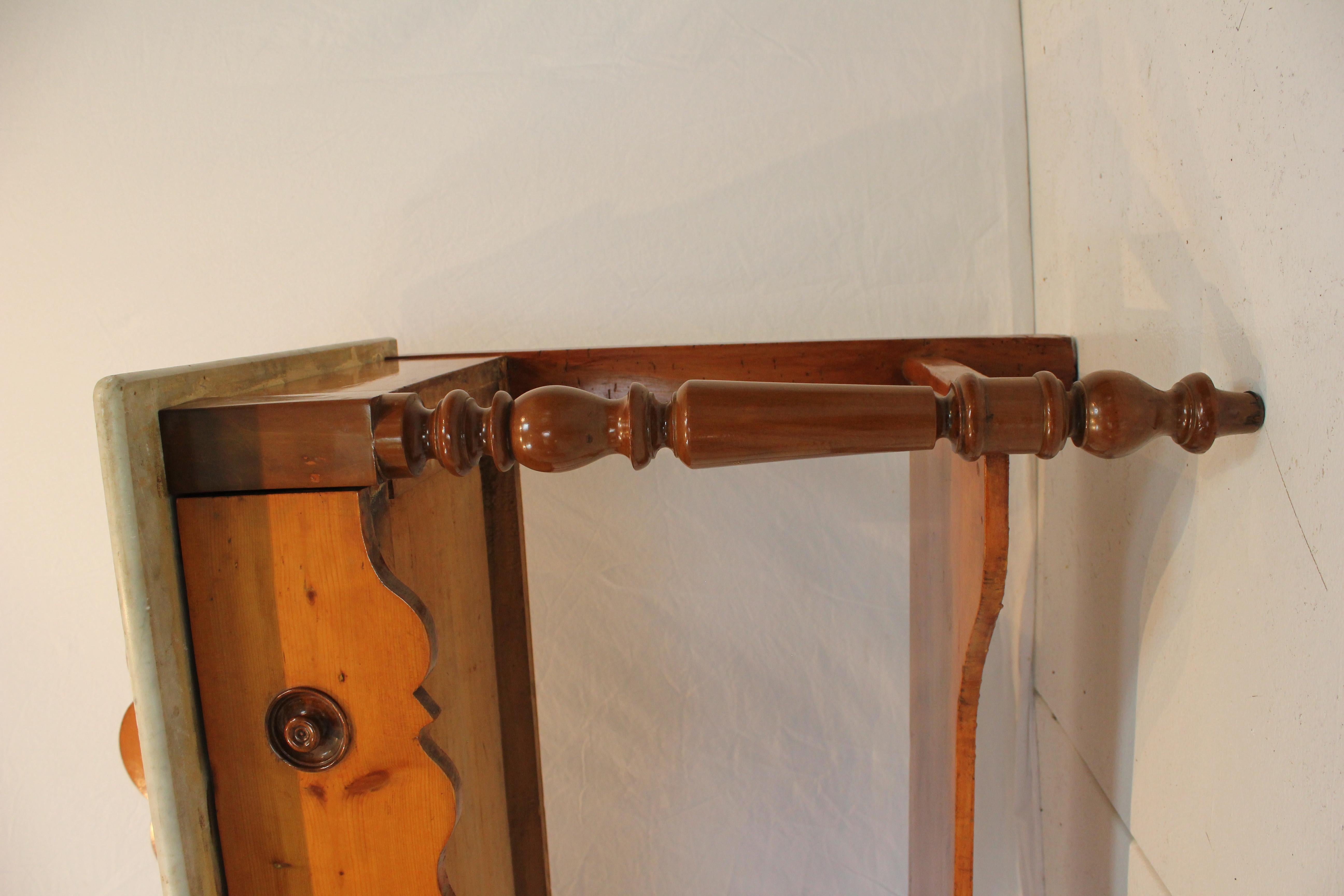Antique American Victorian Marble Top Pine Wash Stand / Side Table Circa 1870's For Sale 3