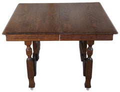Antique American Victorian Oak Carved Dining or Breakfast Table Square