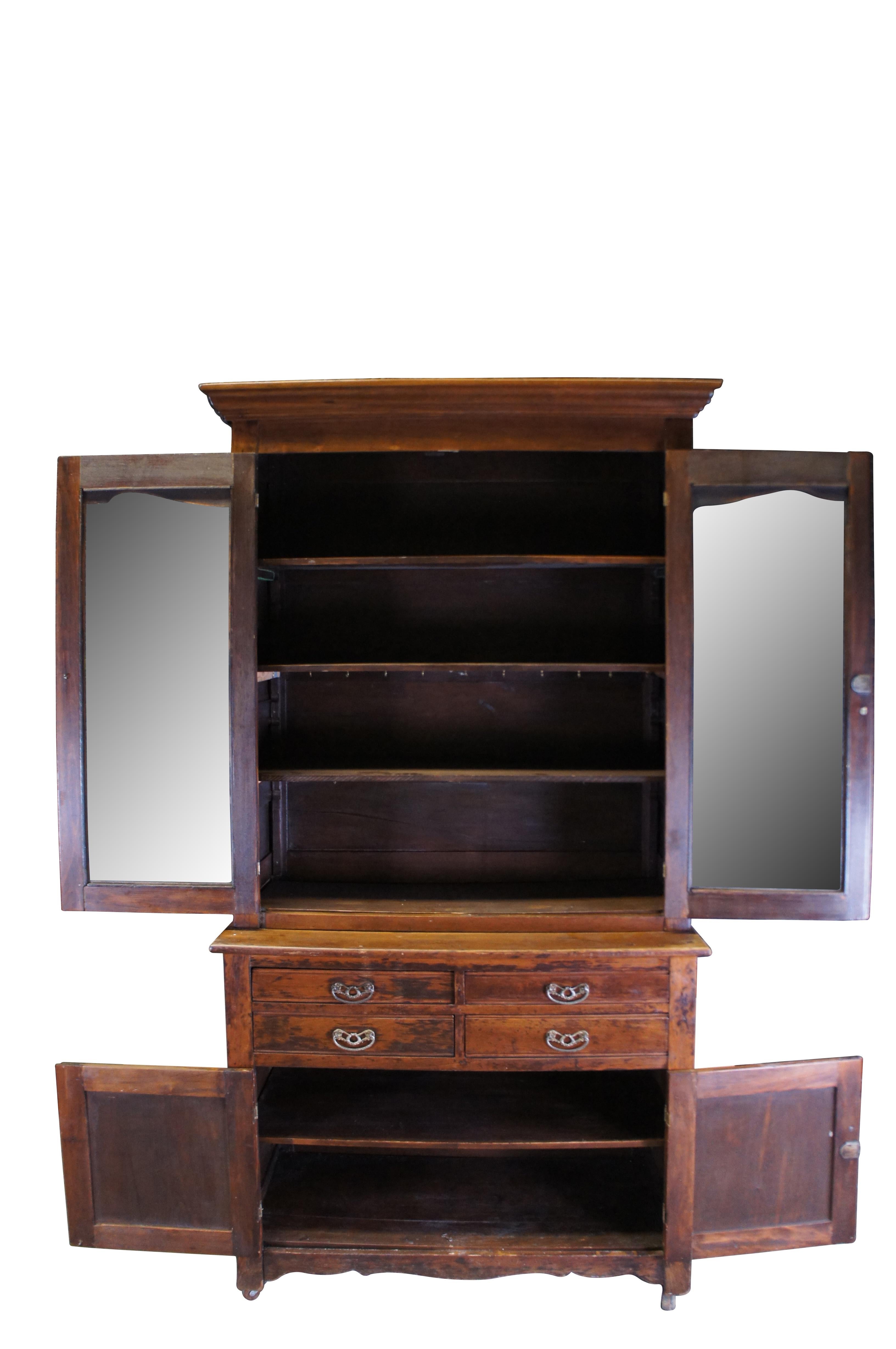 Victorien tardif Antiquité américaine Victorienne Oak Stepback Hutch Display China Cabinet Bookcase 85