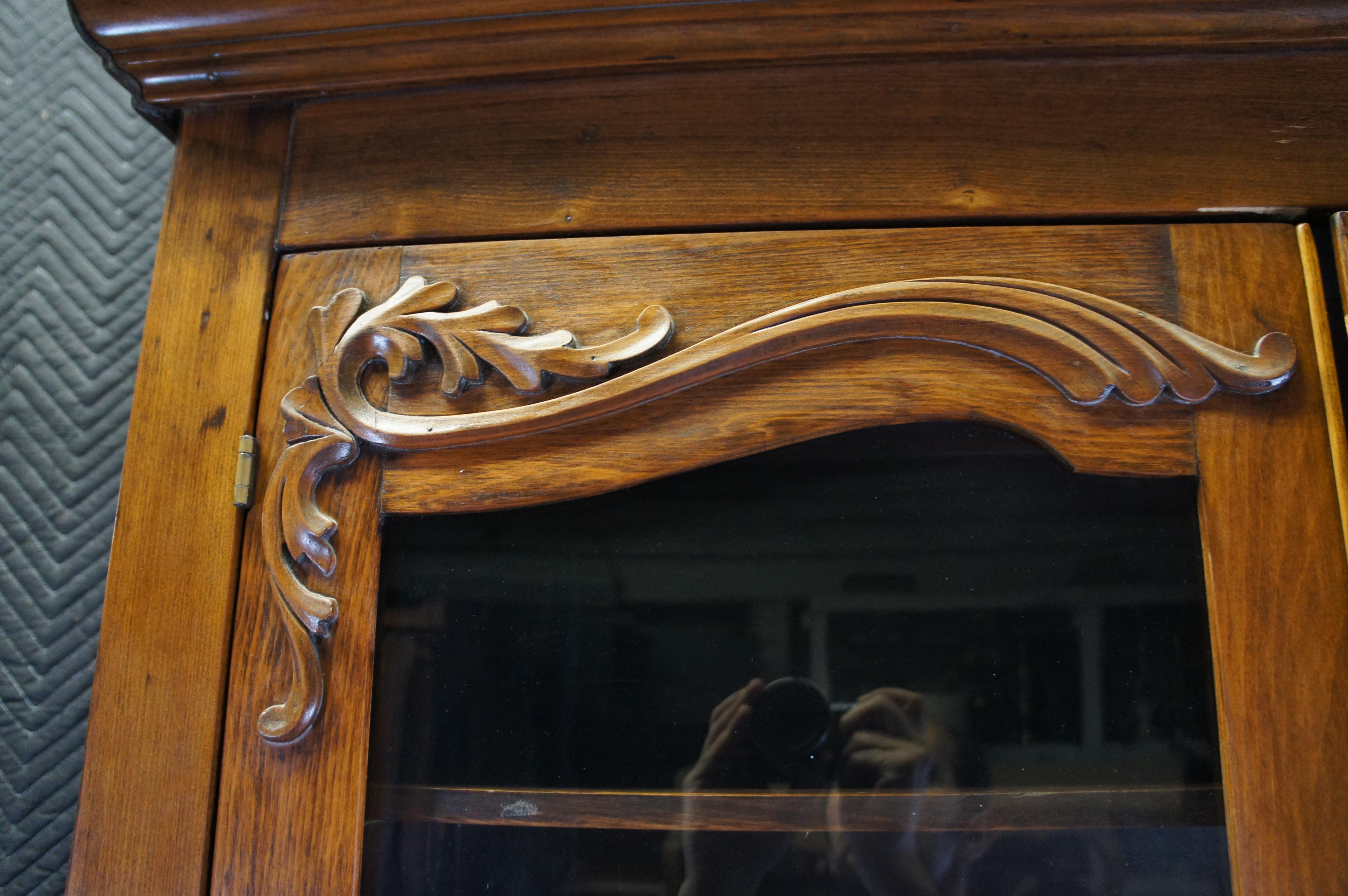 Chêne Antiquité américaine Victorienne Oak Stepback Hutch Display China Cabinet Bookcase 85