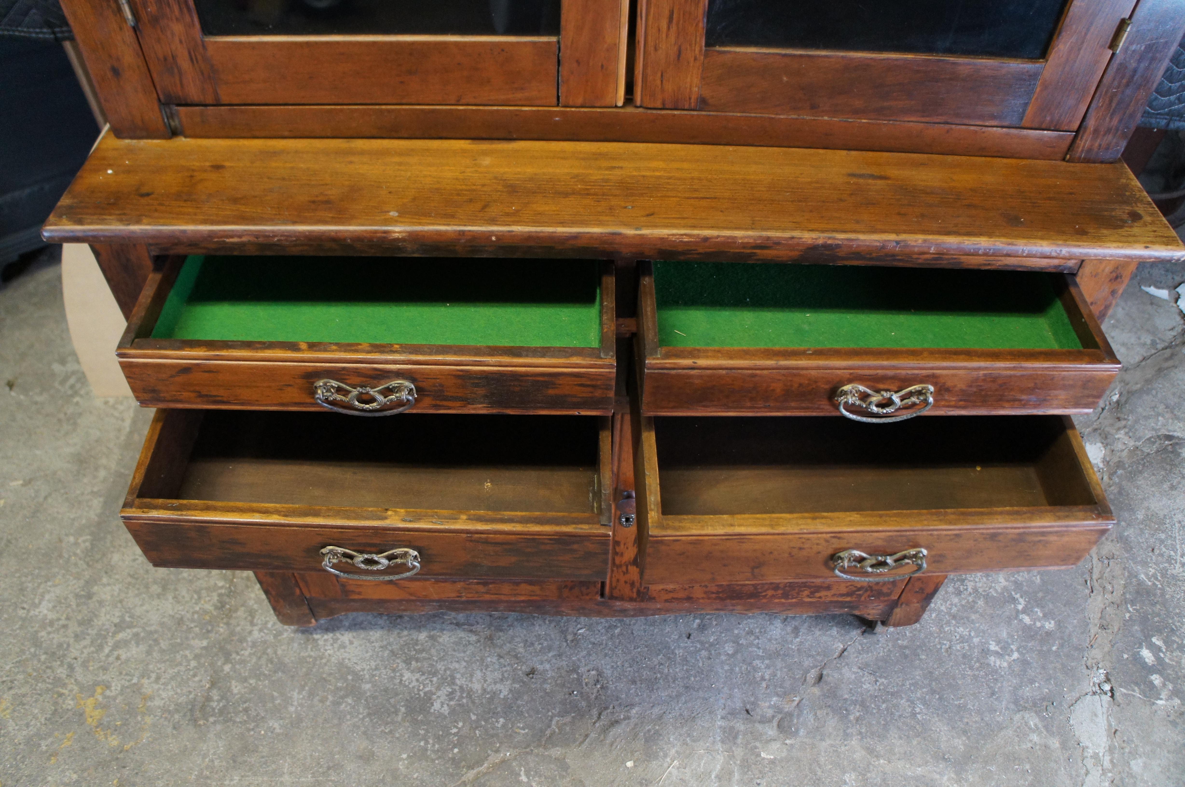 Antiquité américaine Victorienne Oak Stepback Hutch Display China Cabinet Bookcase 85