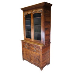 Antique American Victorian Oak Stepback Hutch Display China Cabinet Bookcase 85"