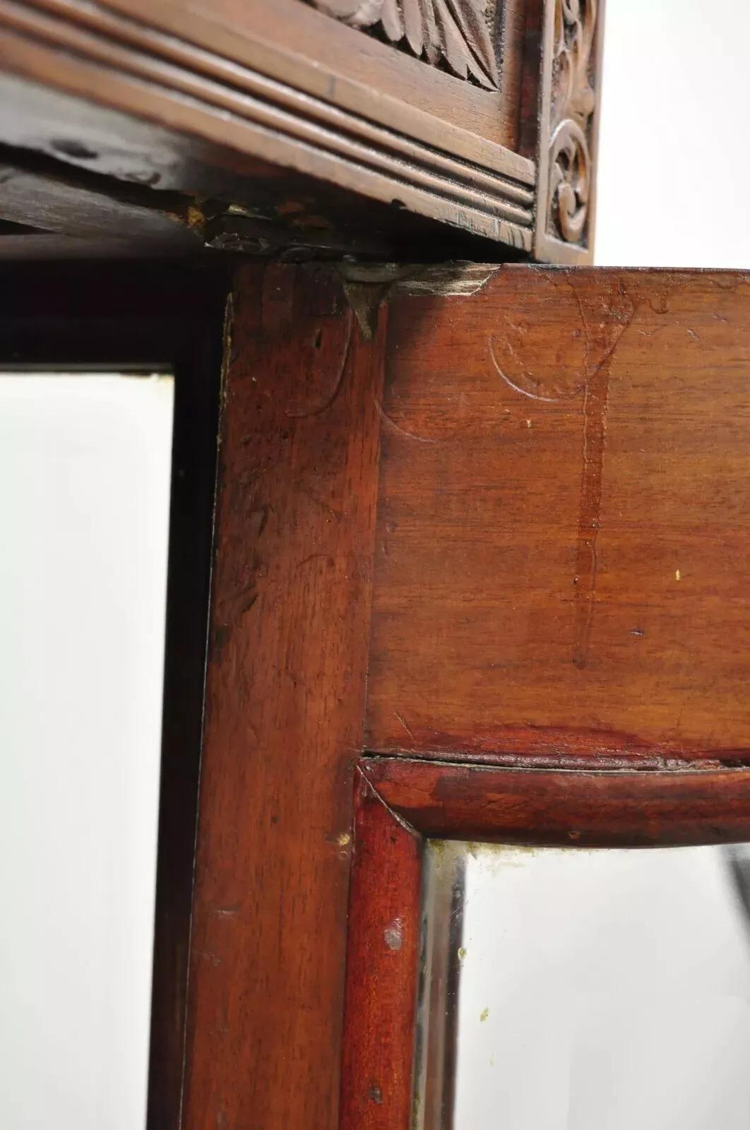 Antique American Victorian Paw Foot Carved Mahogany China Cabinet Bookcase Curio For Sale 3
