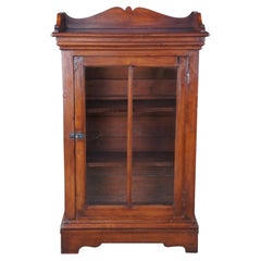 Vintage American Victorian Pine Curio China Display Cabinet Bookcase Shelf 55"