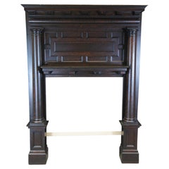 Antique American Victorian Renaissance Quartersawn Oak Fireplace Mantel Surround