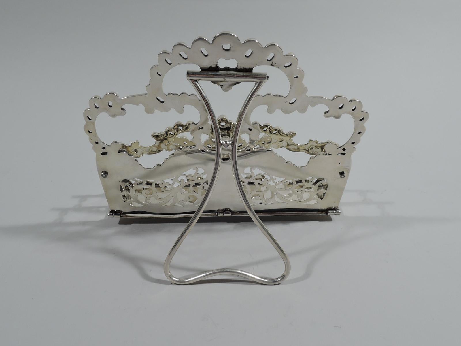Rococo Revival Antique American Victorian Rococo Sterling Silver Letter Rack