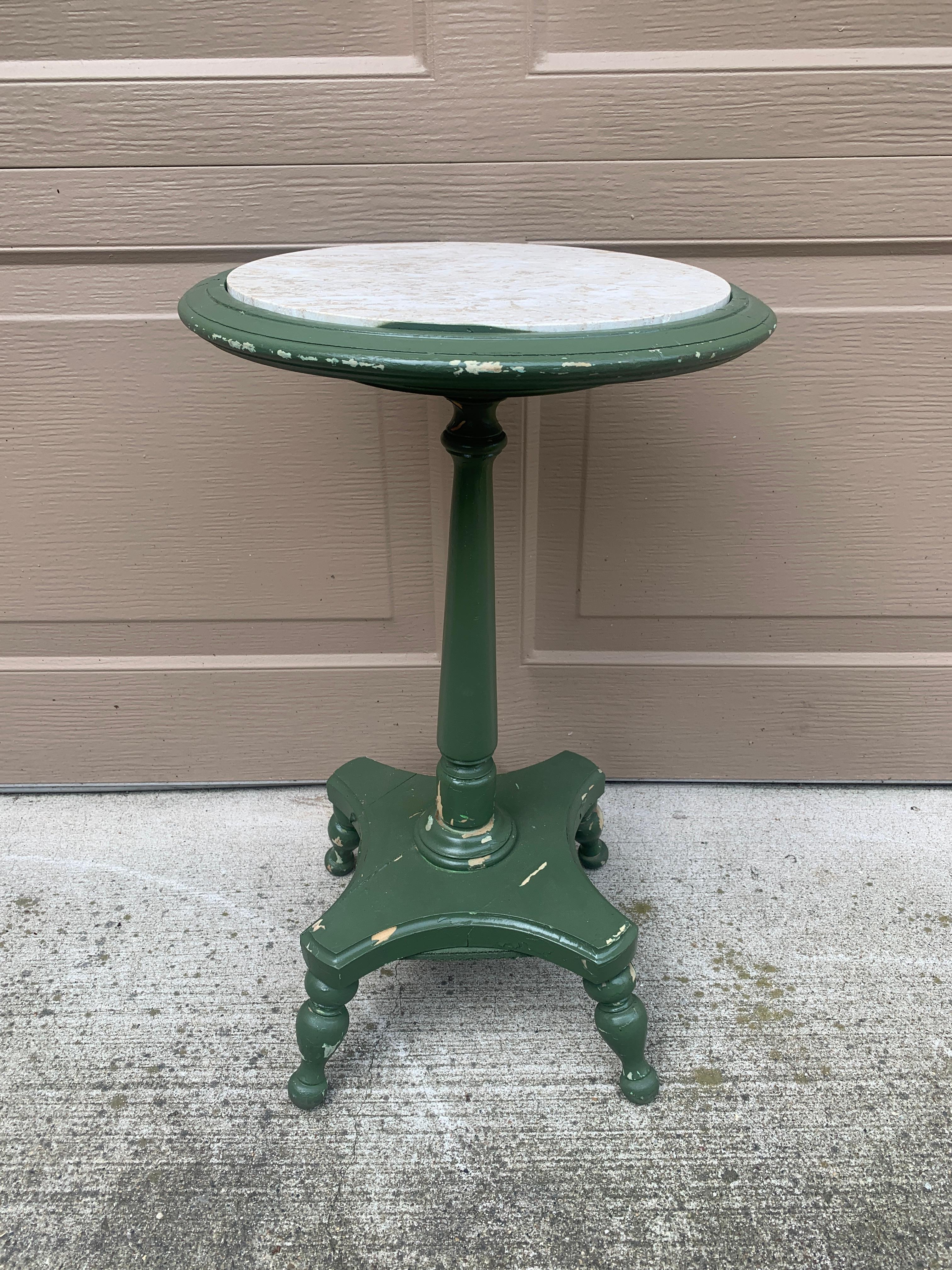 Antique American Victorian Round Marble ToP Side Table, Late 19th Century For Sale 7