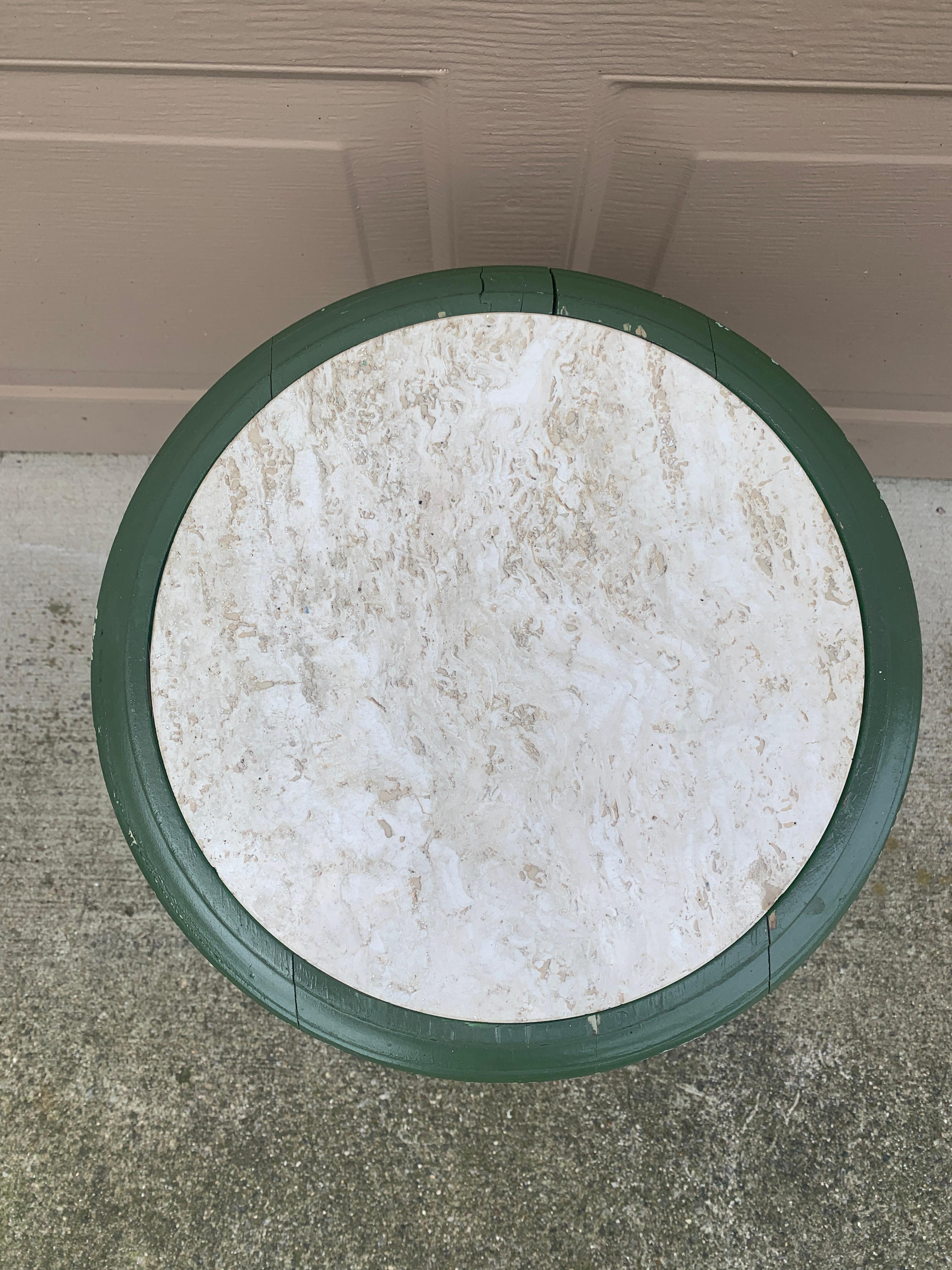 Antique American Victorian Round Marble ToP Side Table, Late 19th Century For Sale 3