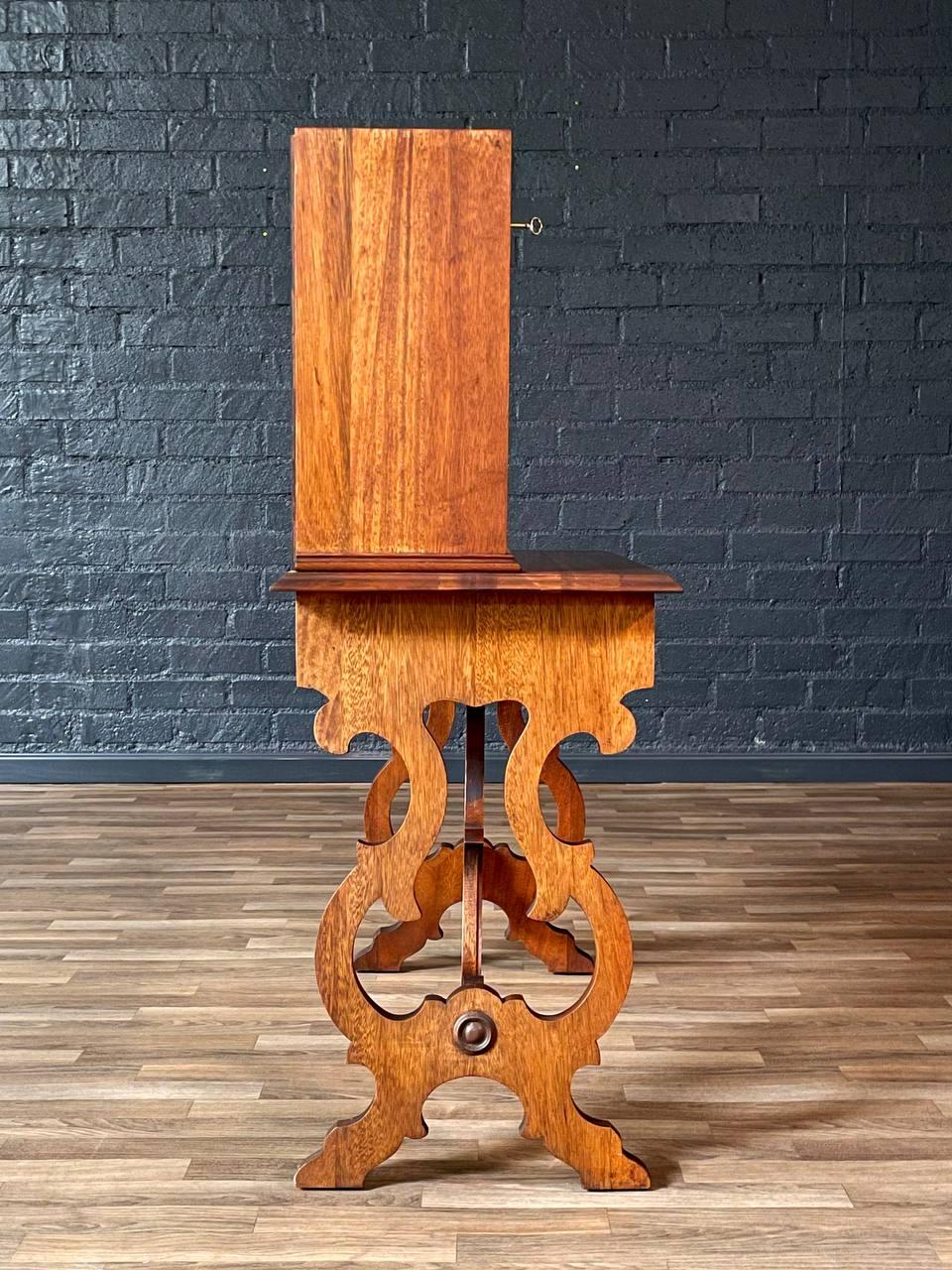 Brass Antique American Victorian Secretary Desk w/ Drop Front For Sale