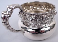 Antique American Victorian Sterling Silver Rosebud Baby Cup