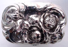 Antique American Victorian Sterling Silver Rosebud Soap Box