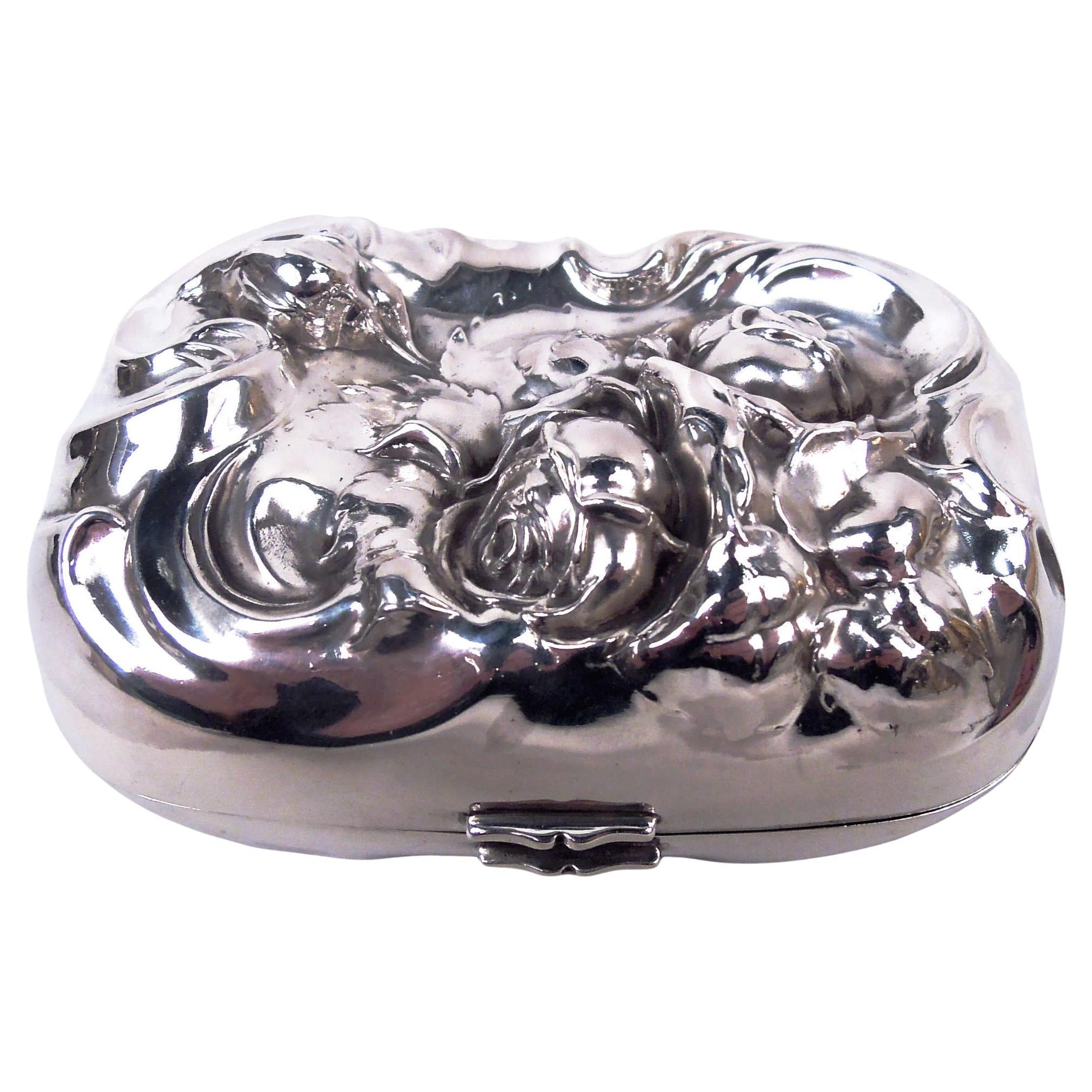 Antique American Victorian Sterling Silver Rosebud Soap Box