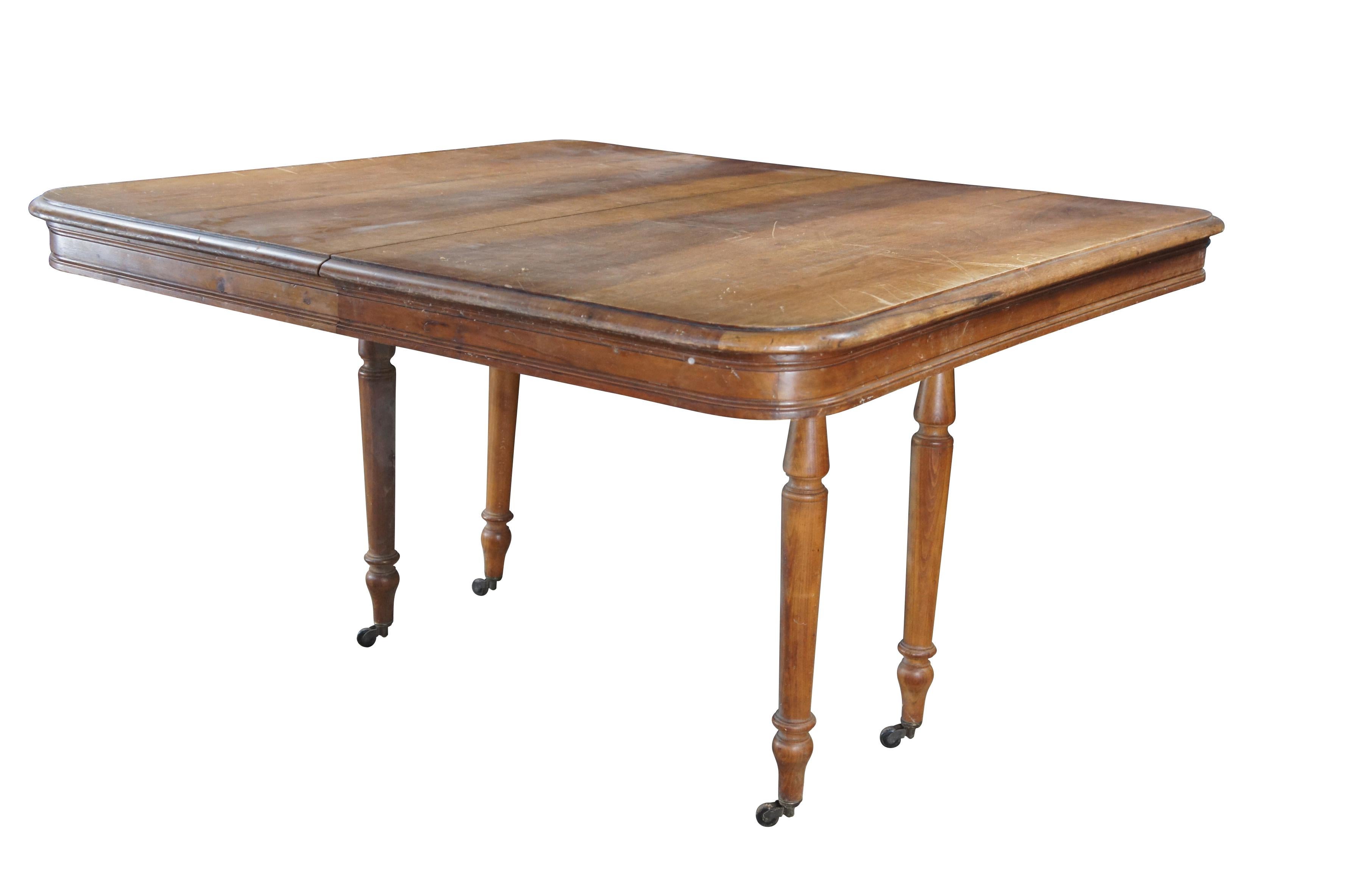 Victorien Ancienne table de salle à manger pliante en noyer victorien américain 51